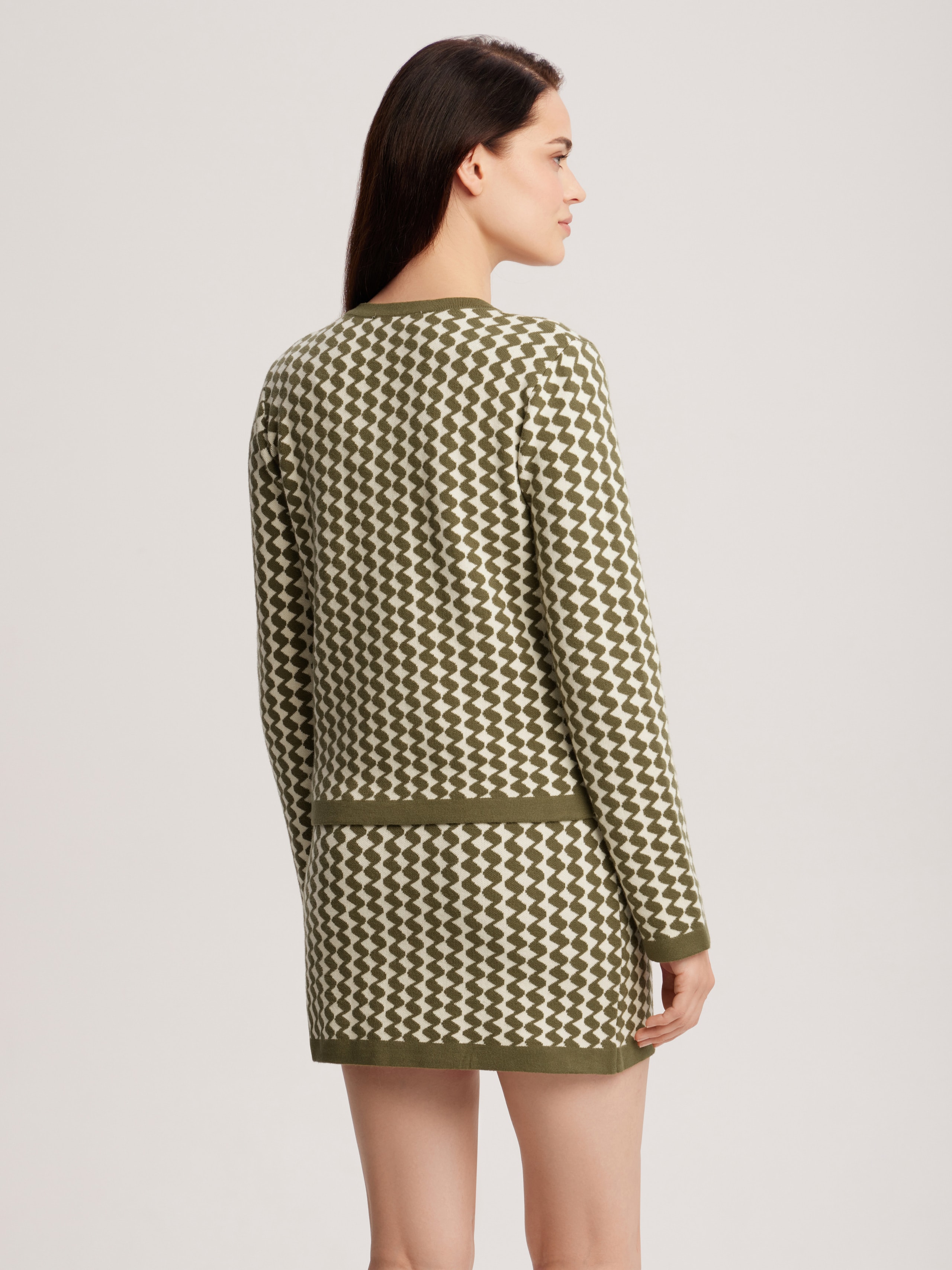 Jacquard suit with geometric pattern, Green — photo 8