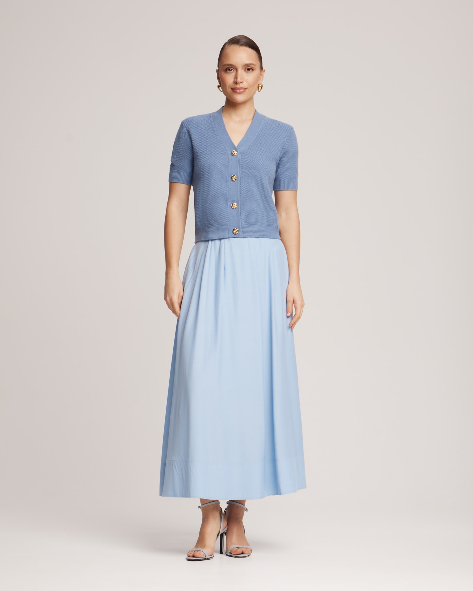 Short sleeve cardigan, Blue