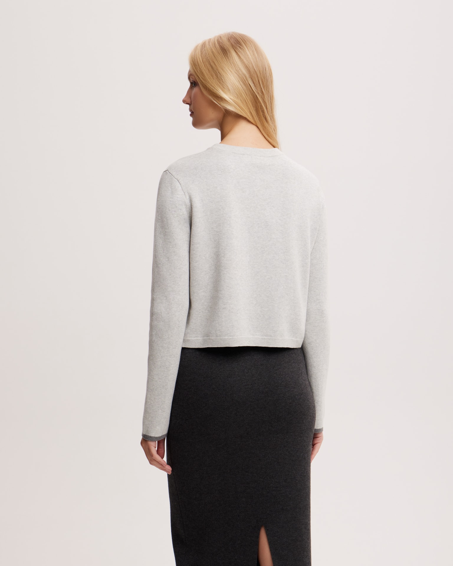 Cropped cardigan, Light grey — photo 3