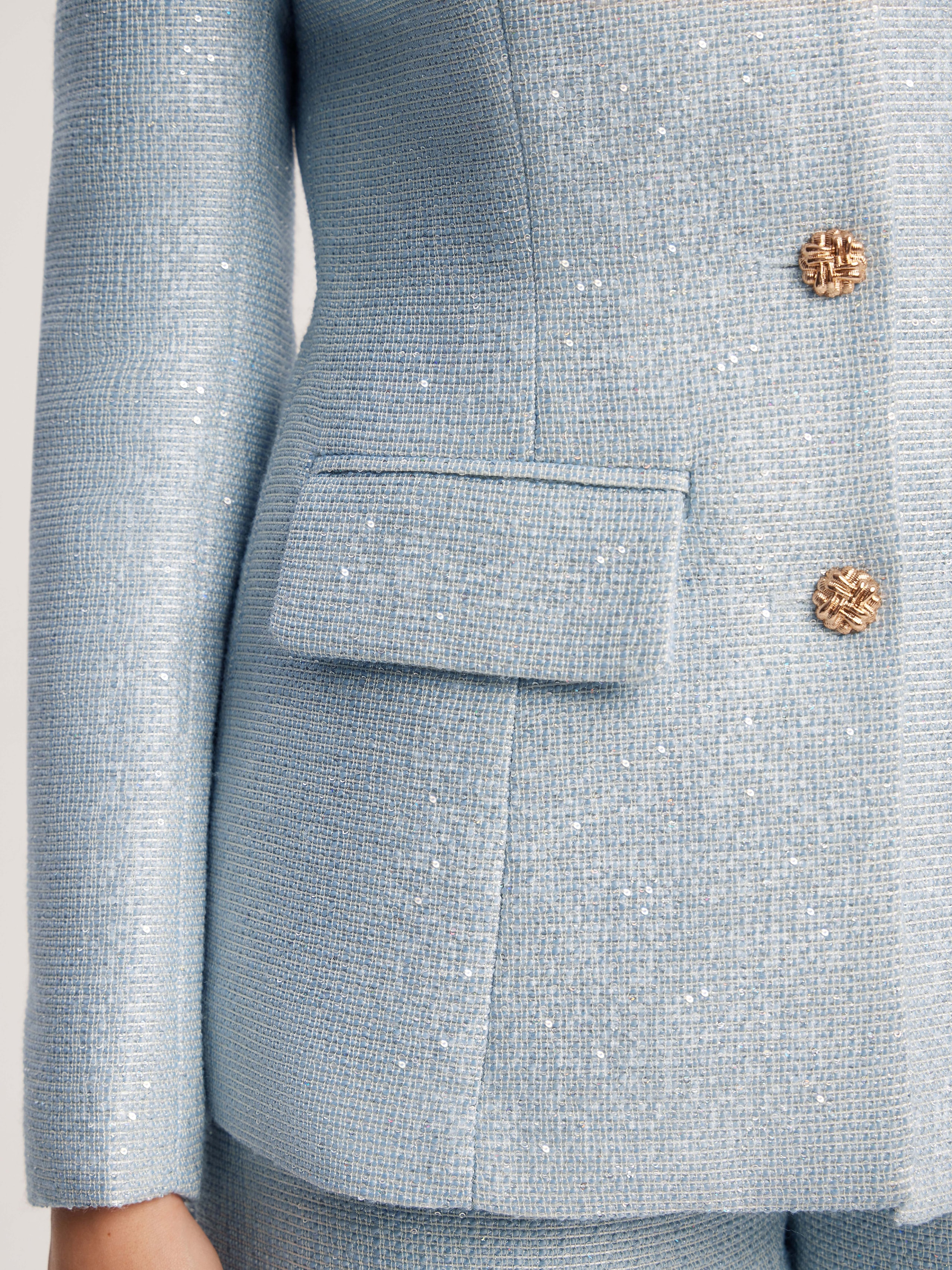 shimmering fabric jacket, Light blue — photo 4