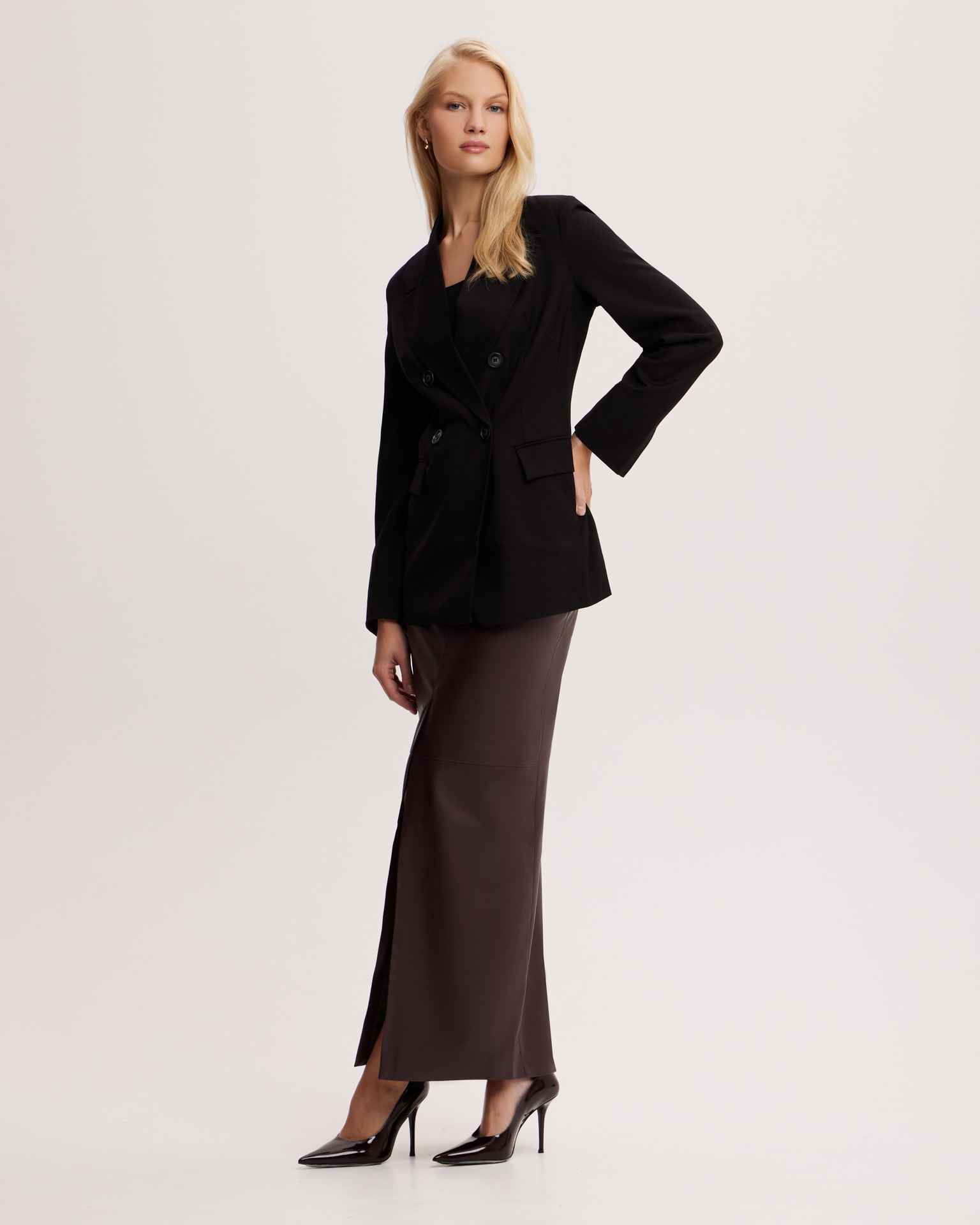 Double-breasted tailored blazer, Black — photo 4