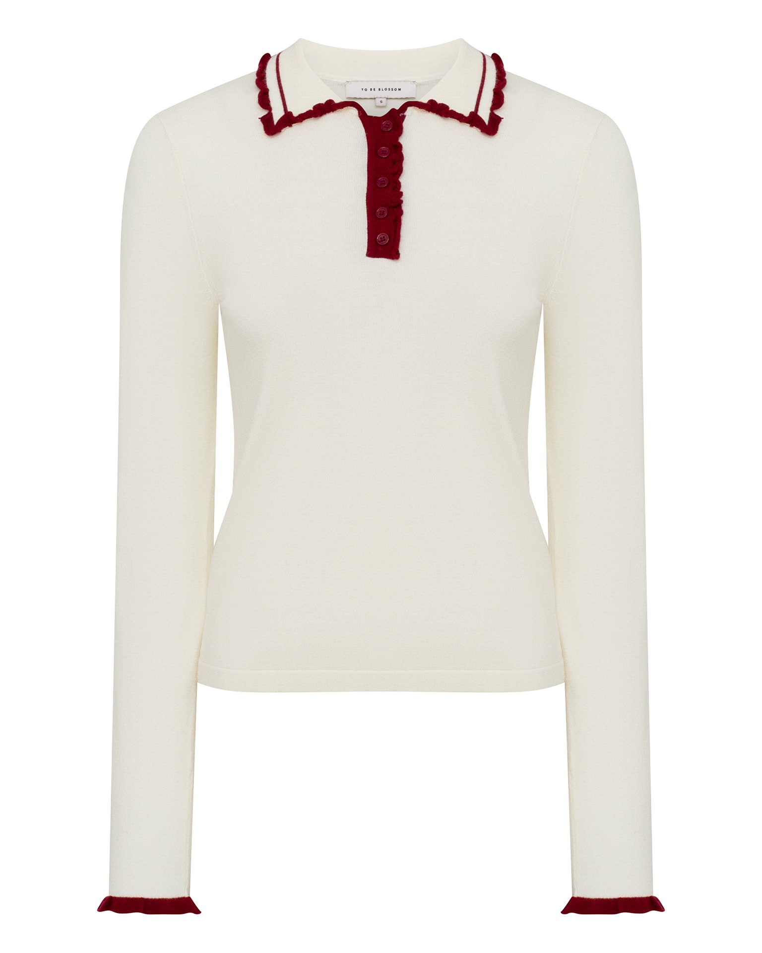 long-sleeved polo shirt, Milk — photo 2