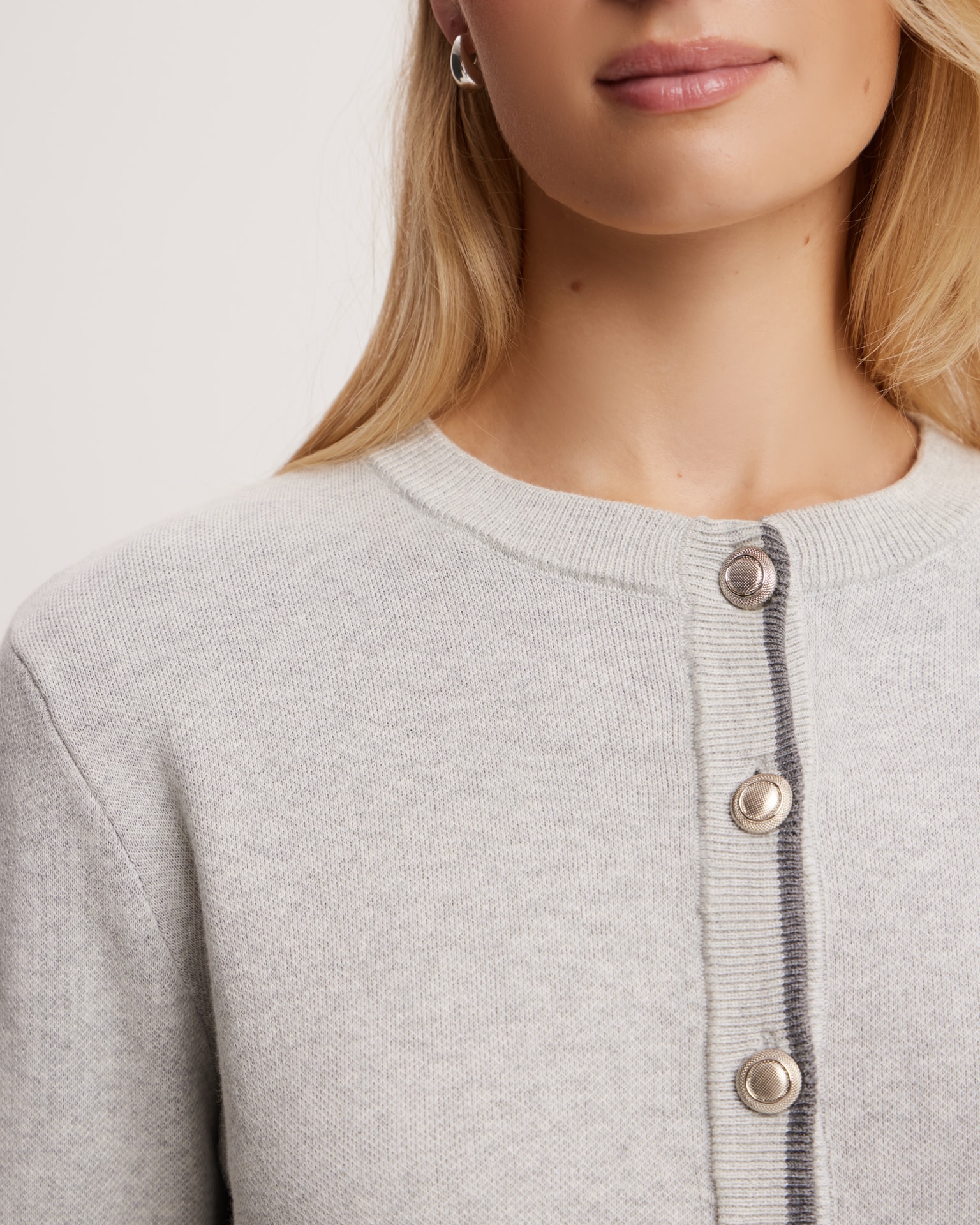 Cropped cardigan, Light grey — photo 5