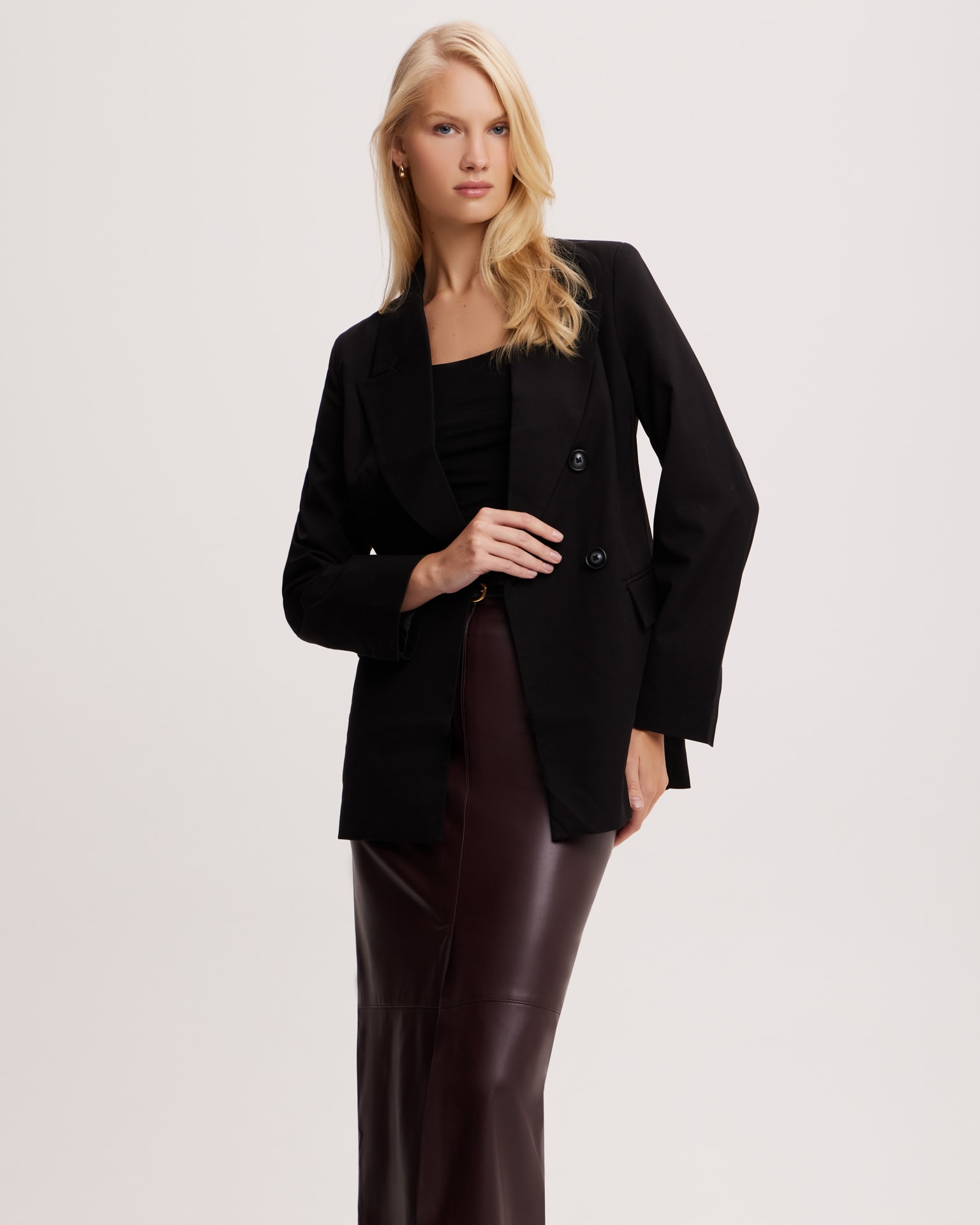Double-breasted tailored blazer, Black — photo 5