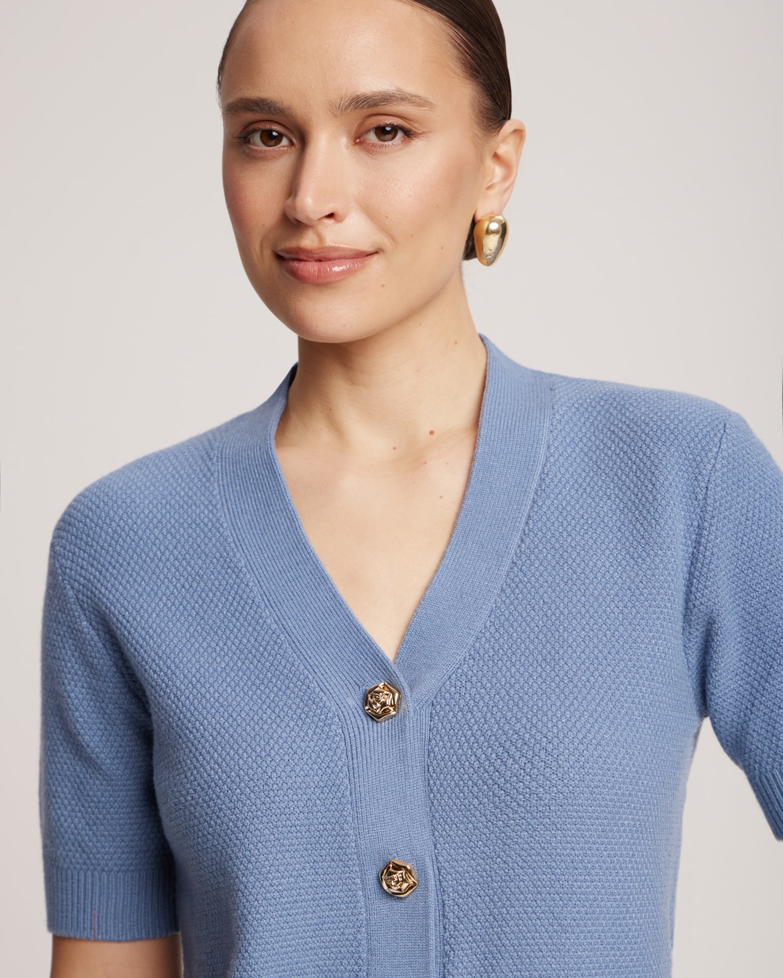 Short sleeve cardigan, Blue — photo 4