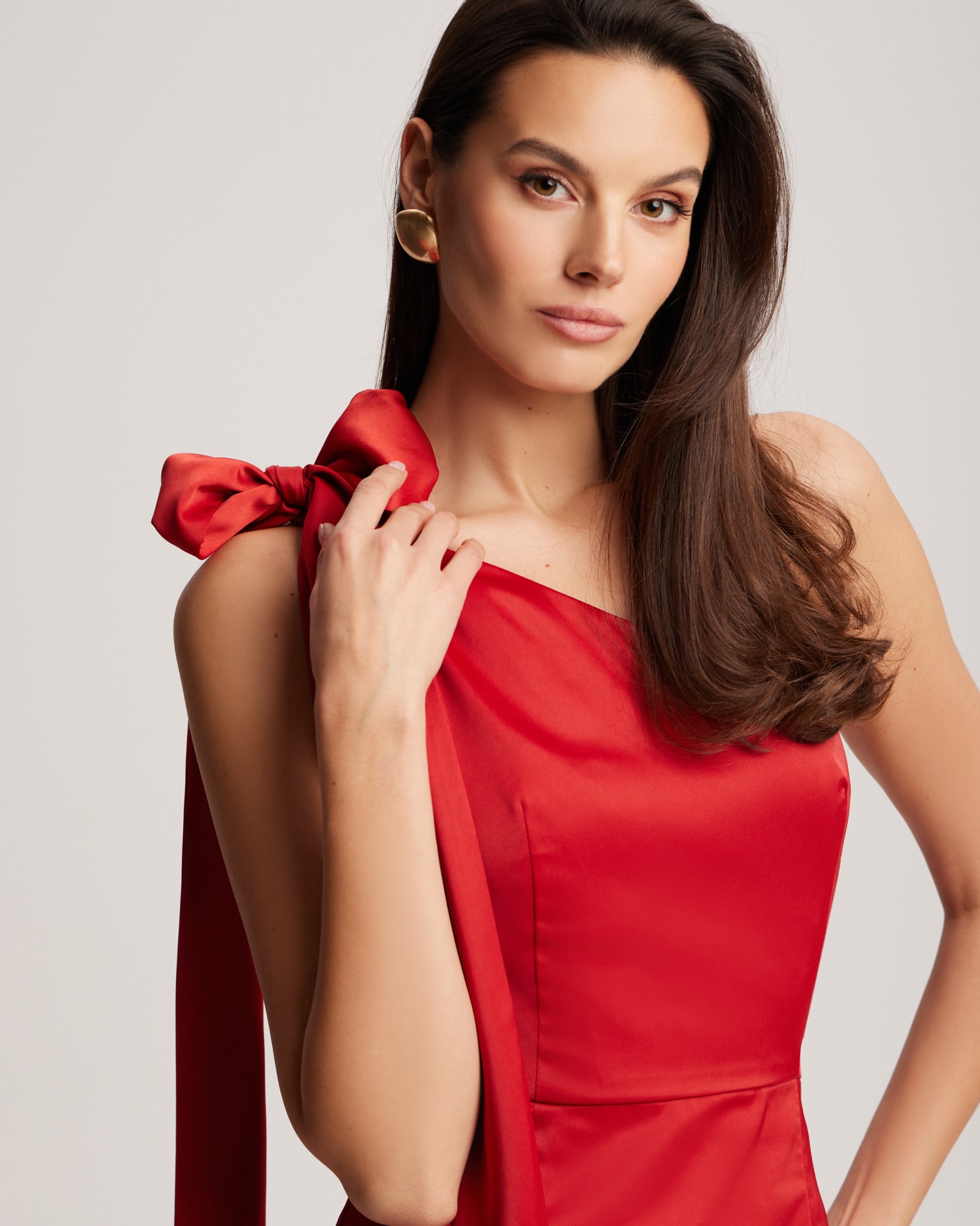 One-shoulder dress, Red — photo 3