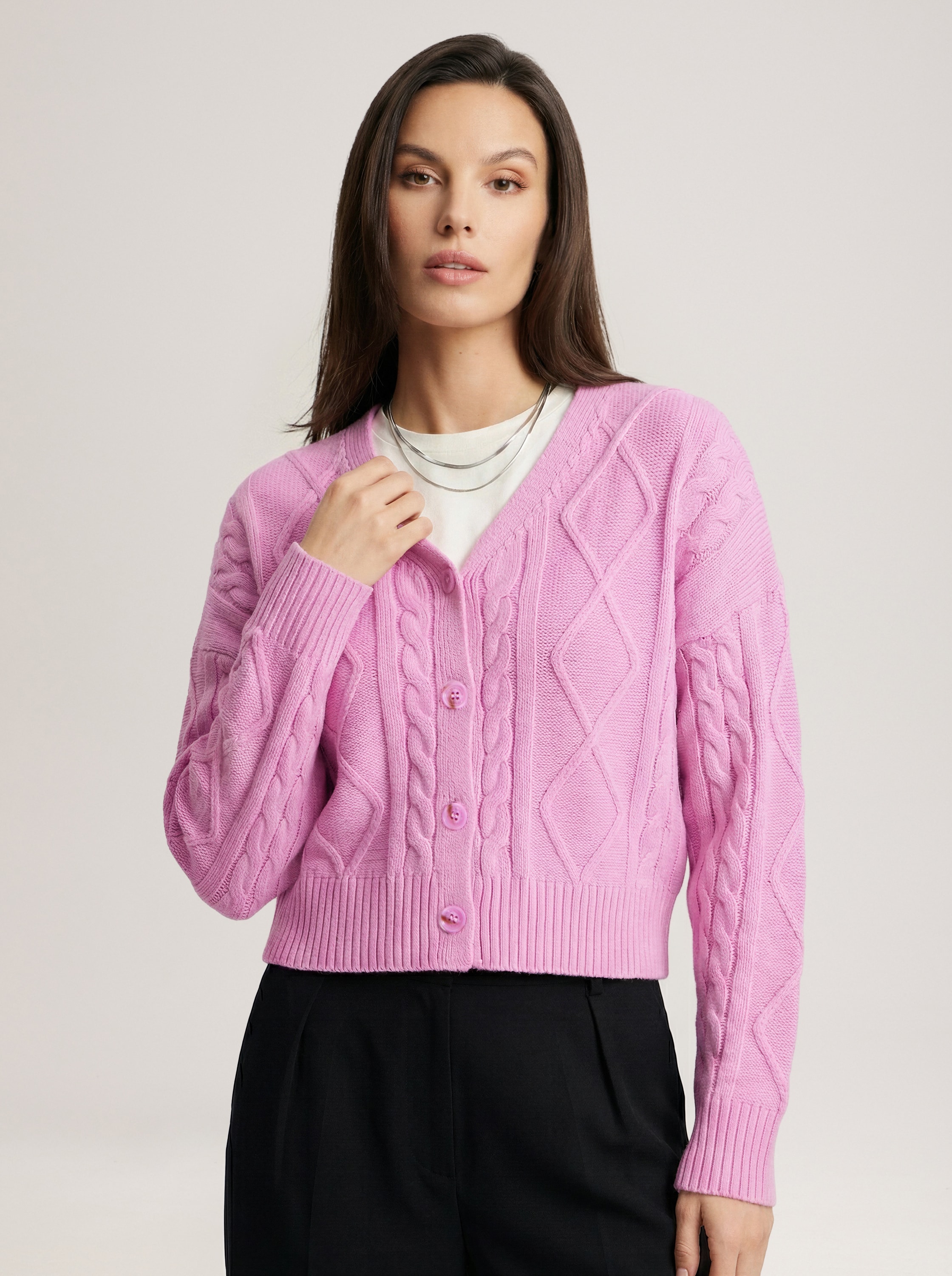 Pink cardigan, Pink.