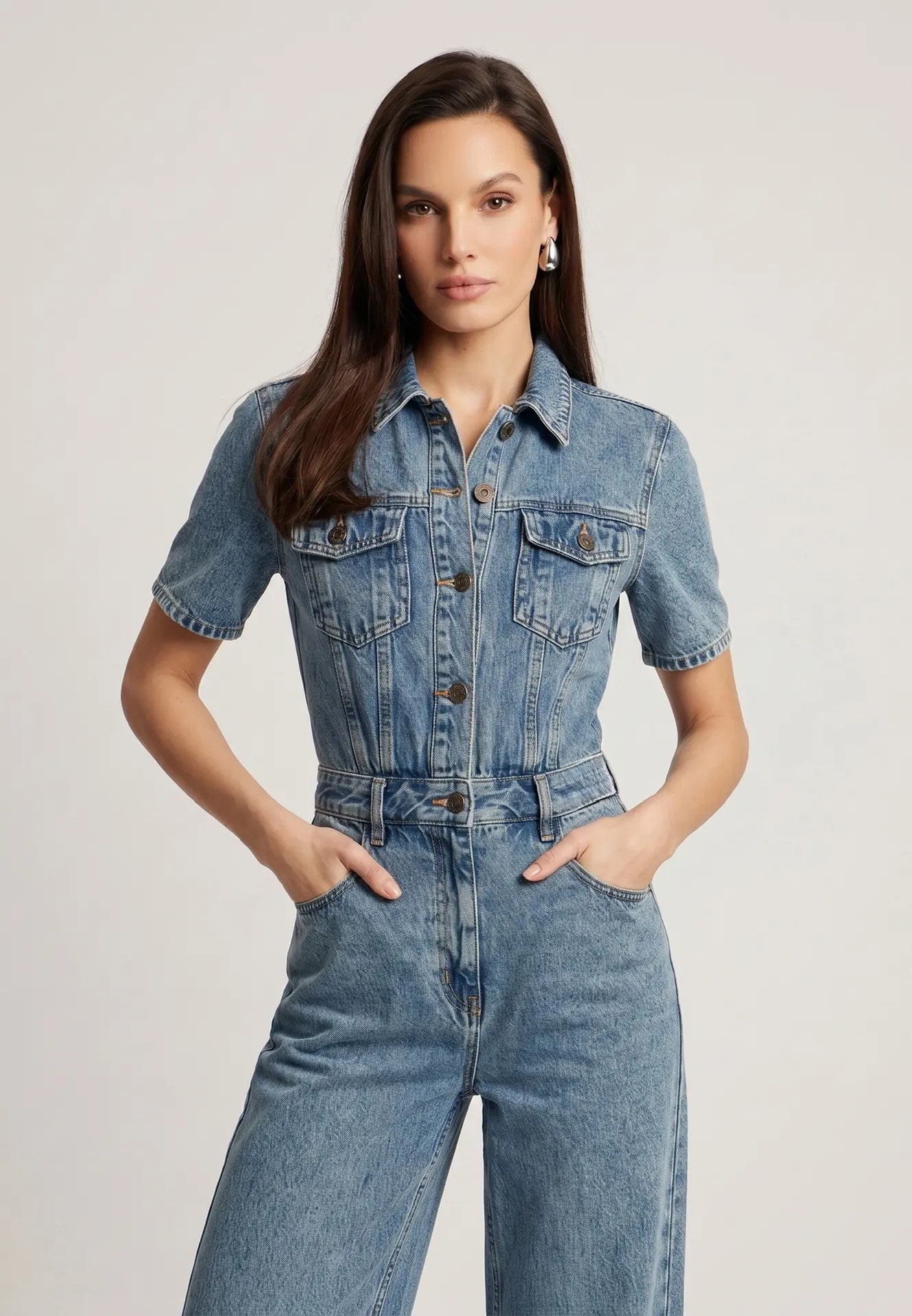 denim overalls, blue — photo 4