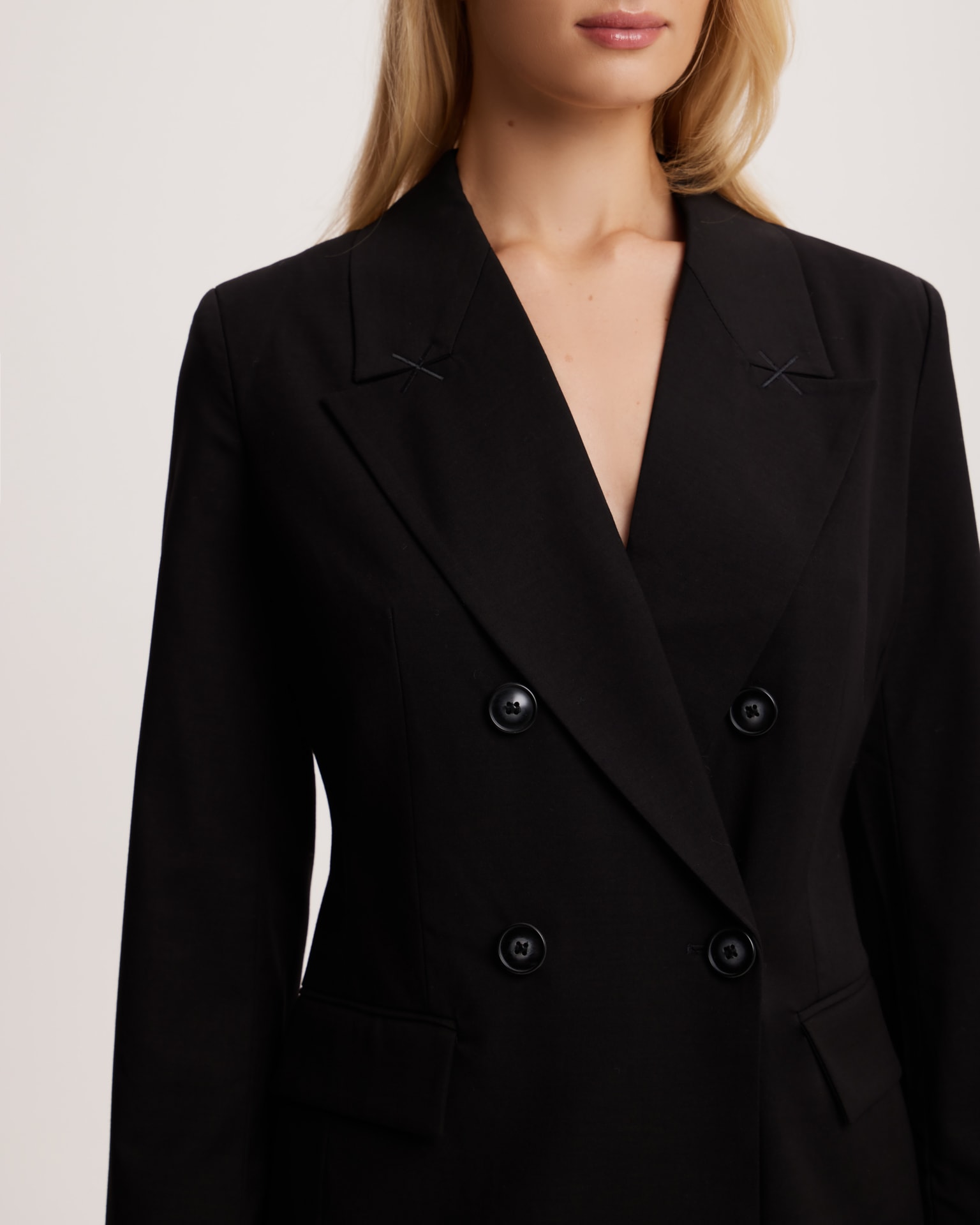 Double-breasted tailored blazer, Black — photo 7