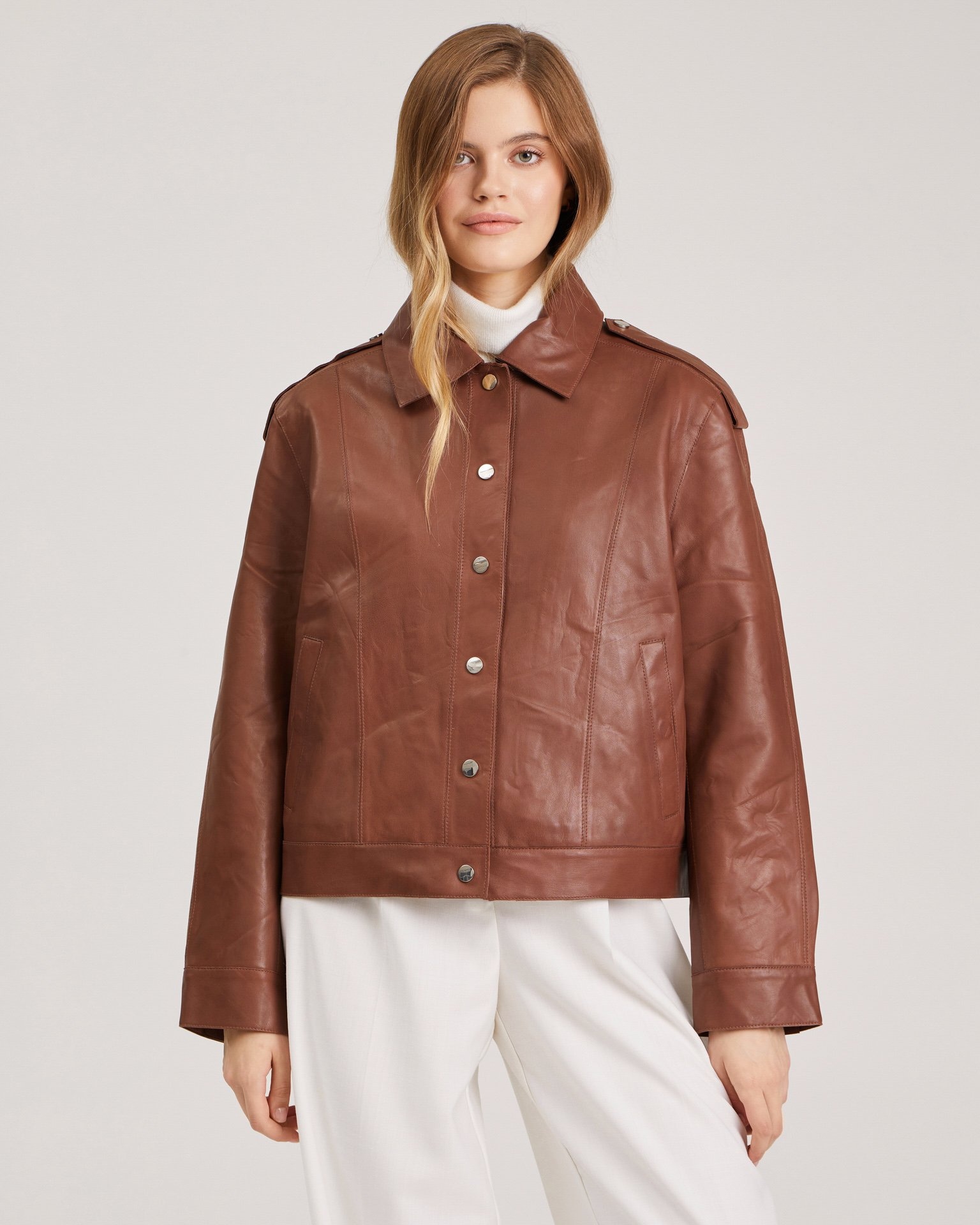 Aviator jacket in genuine leather