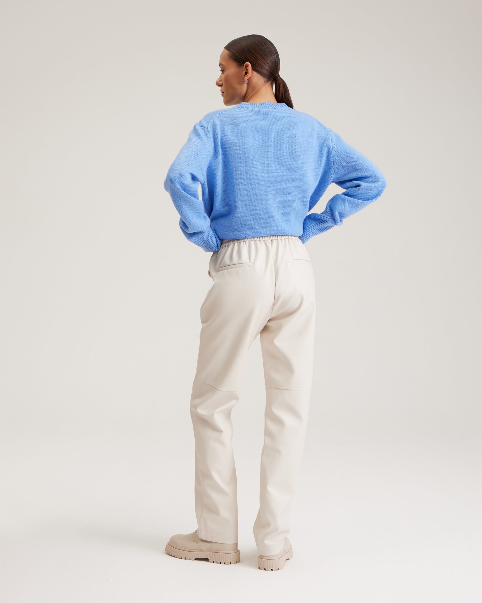 Milky faux leather trousers