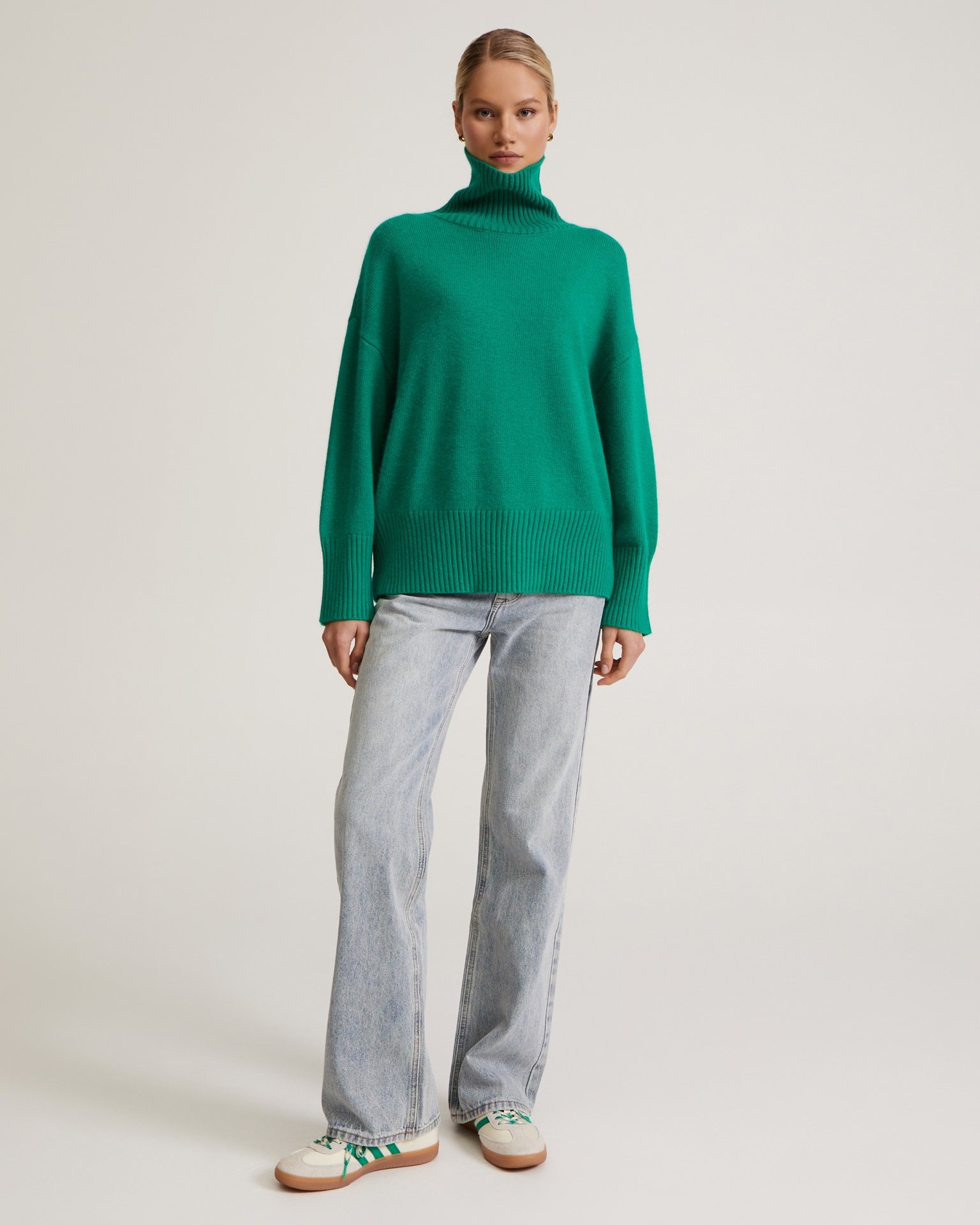 Green high-neck jumper