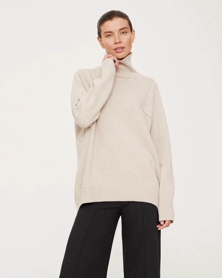 Beige high-neck jumper