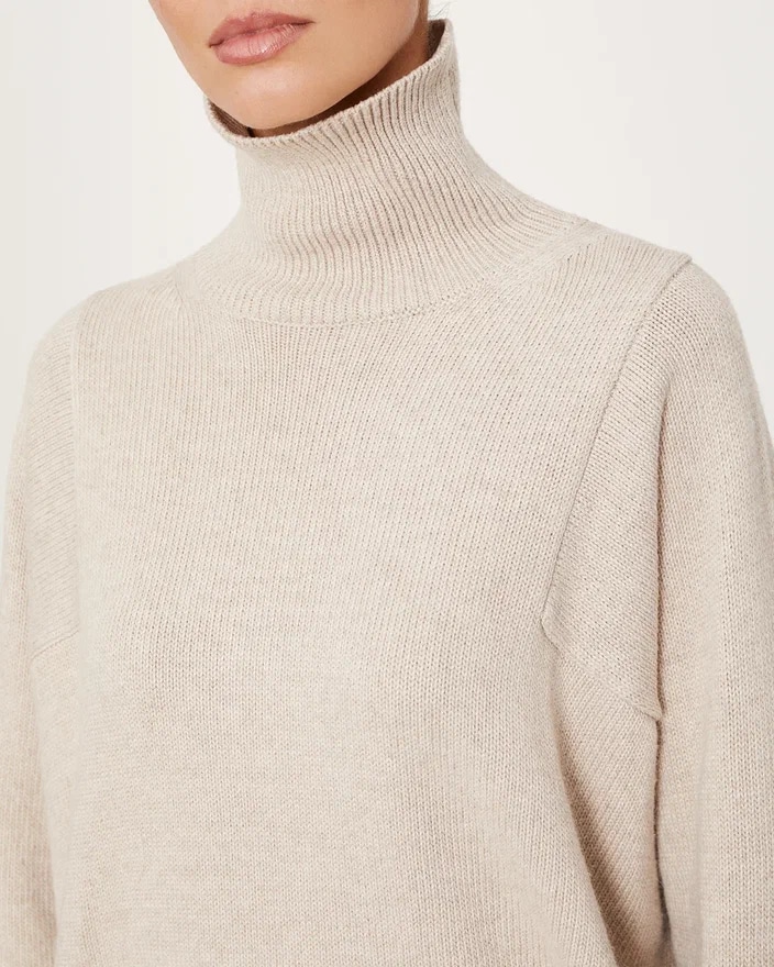 Beige high-neck jumper