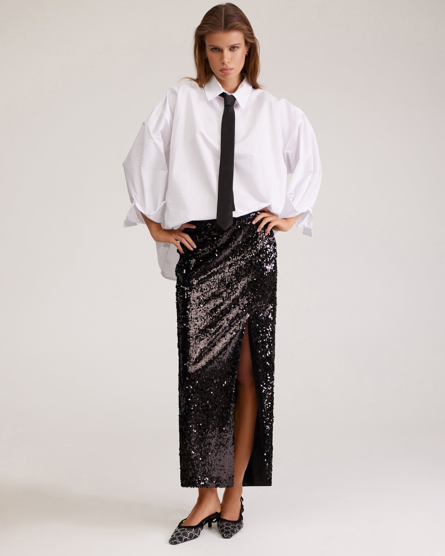 Black sequin skirt
