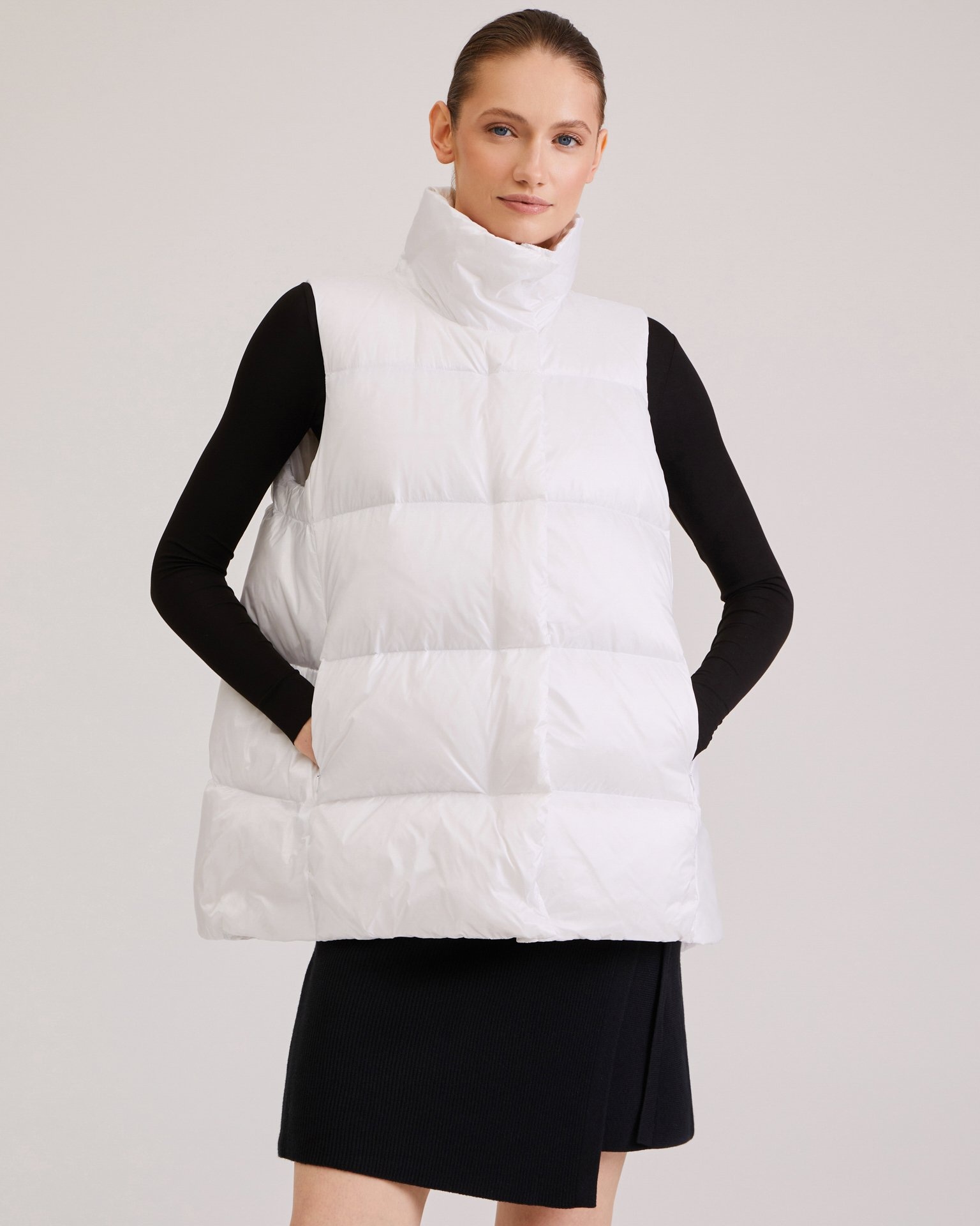 Quilted gilet with a stand-up collar