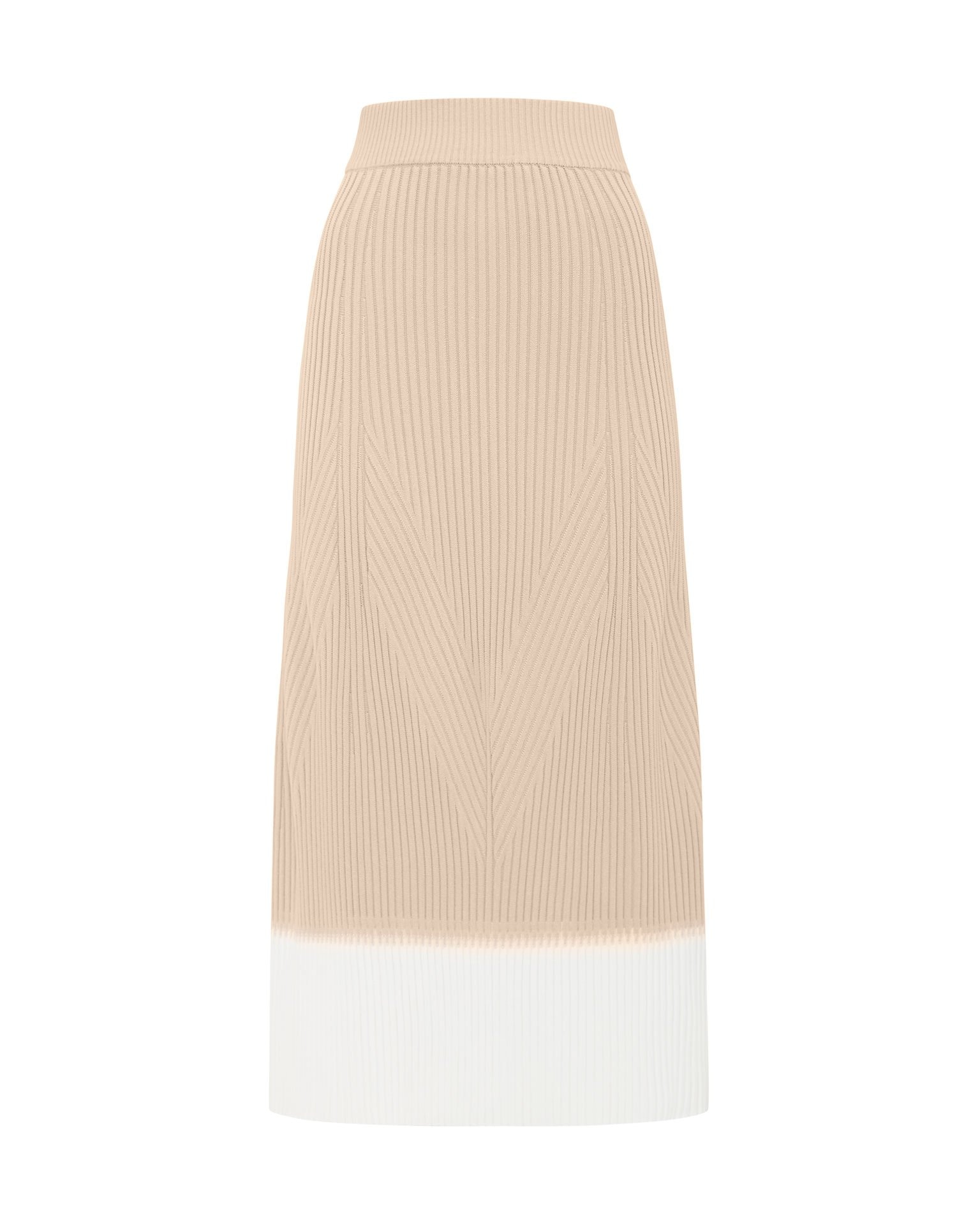 A two-tone midi skirt