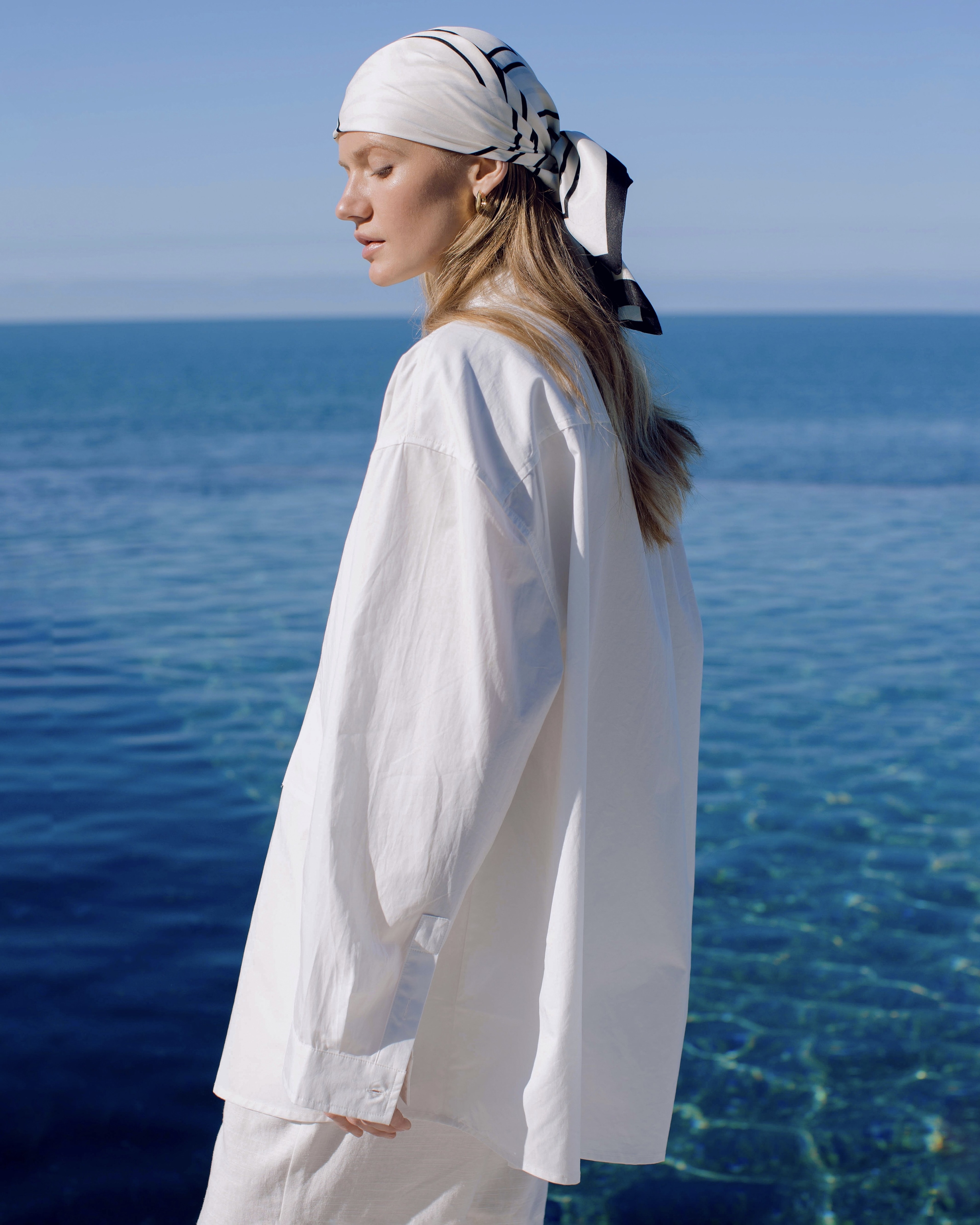 Shirt in pure white cotton