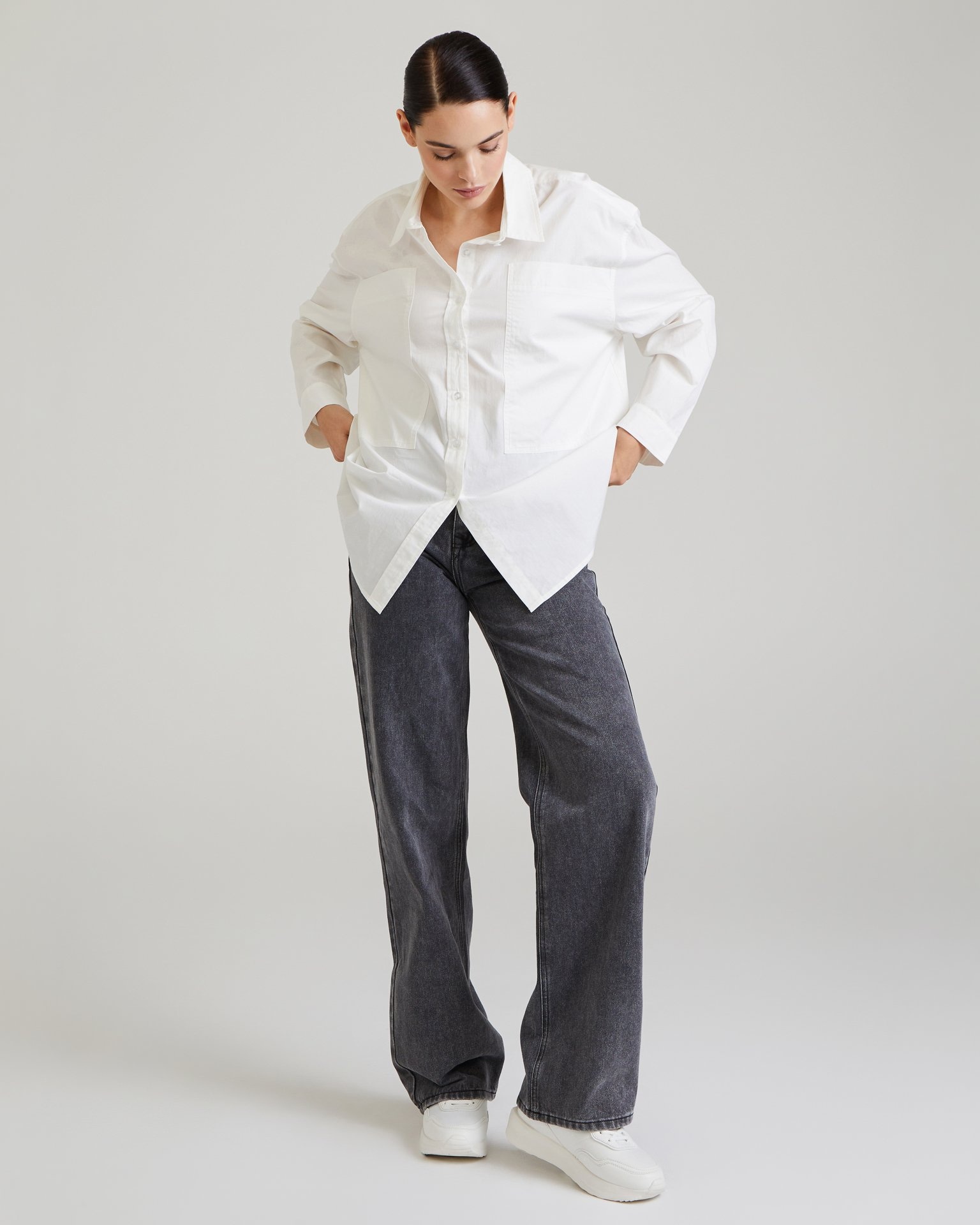 Shirt in pure white cotton