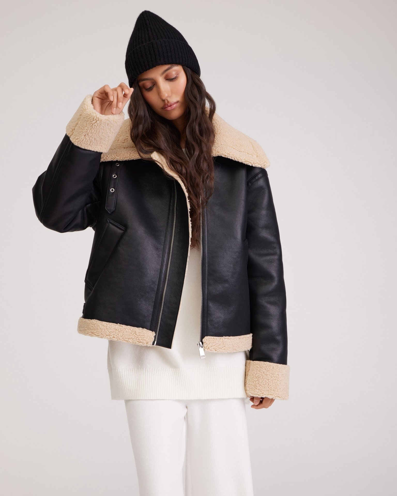 Black shearling coat