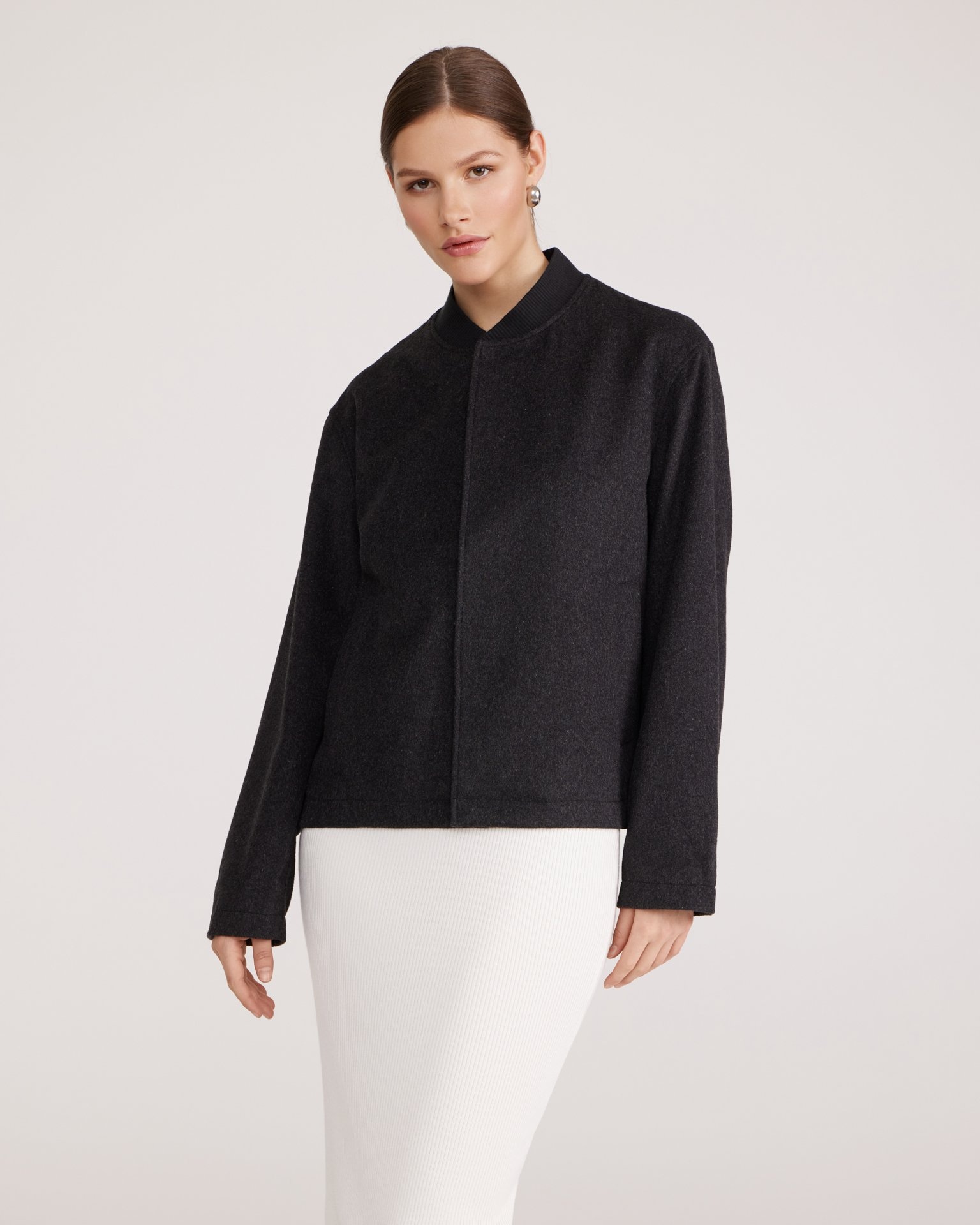 Dark grey wool bomber