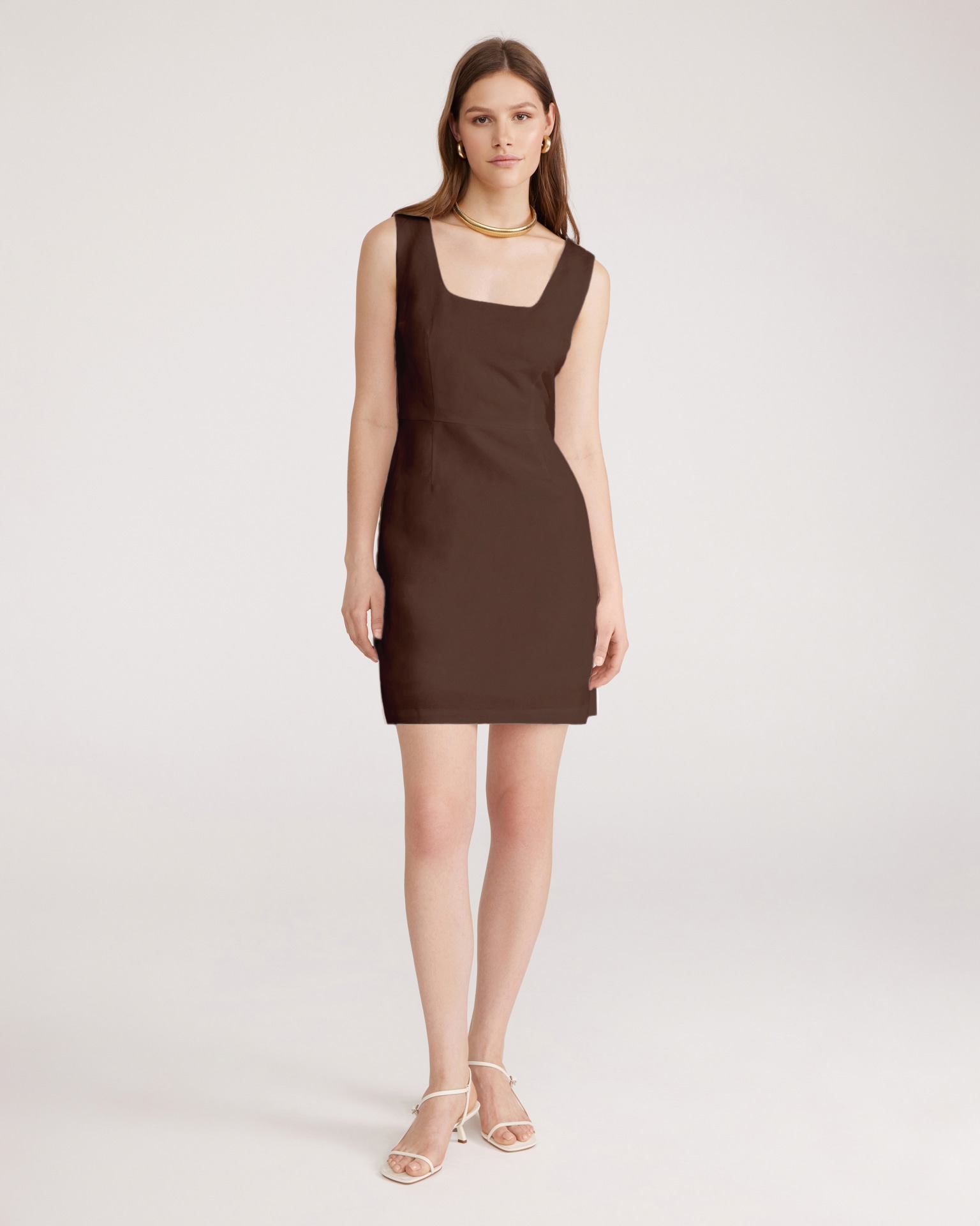 Brown linen dress