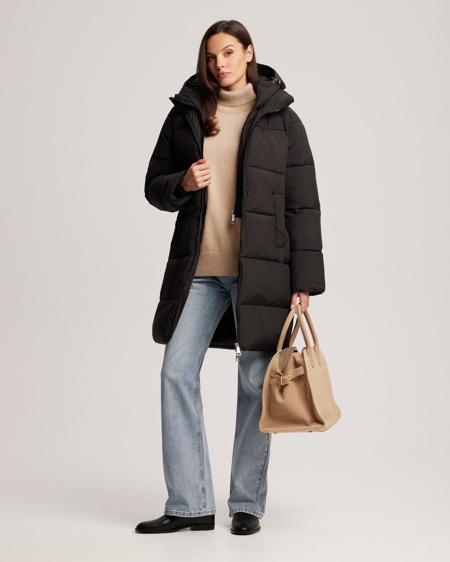 Essential black puffer coat
