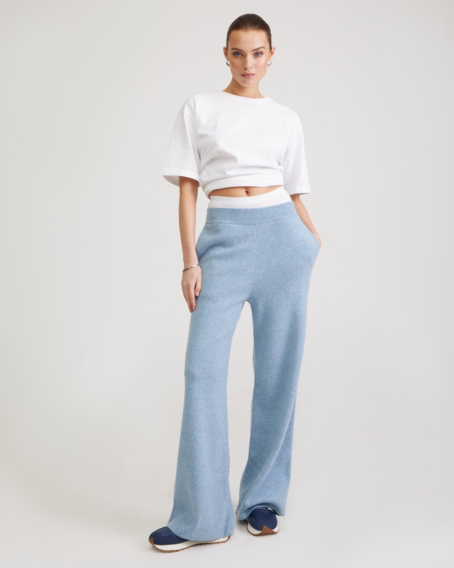 Blue knitted trousers, Sky Blue — photo 2