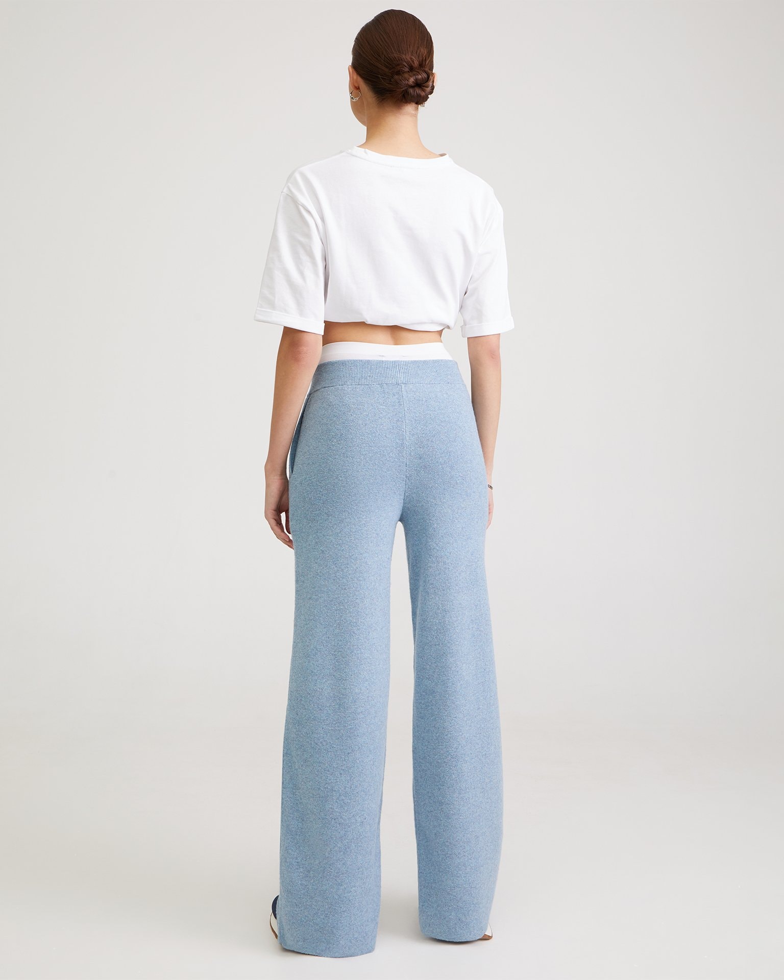 Blue knitted trousers, Sky Blue — photo 3