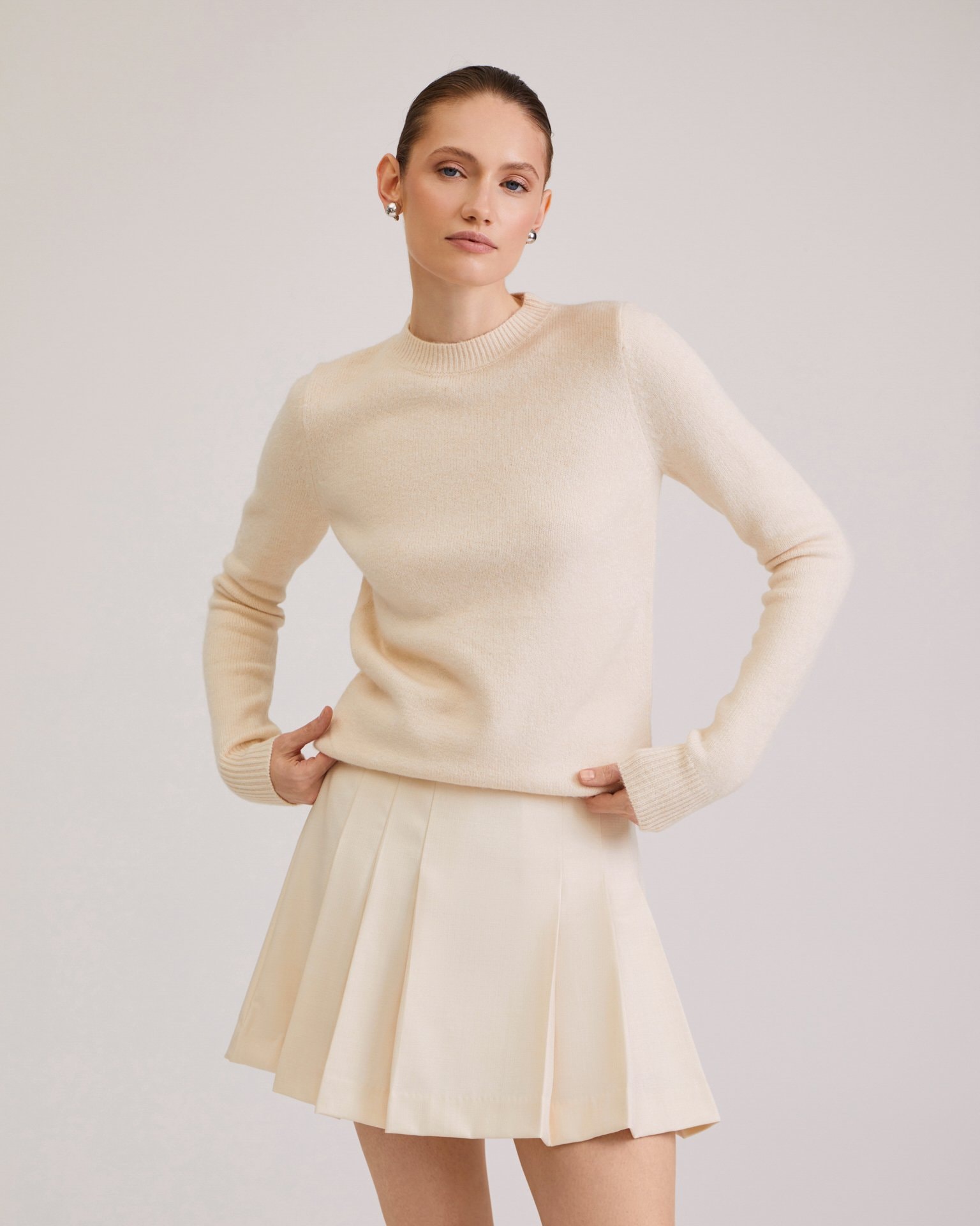 Straight-cut jumper, Beige — photo 4