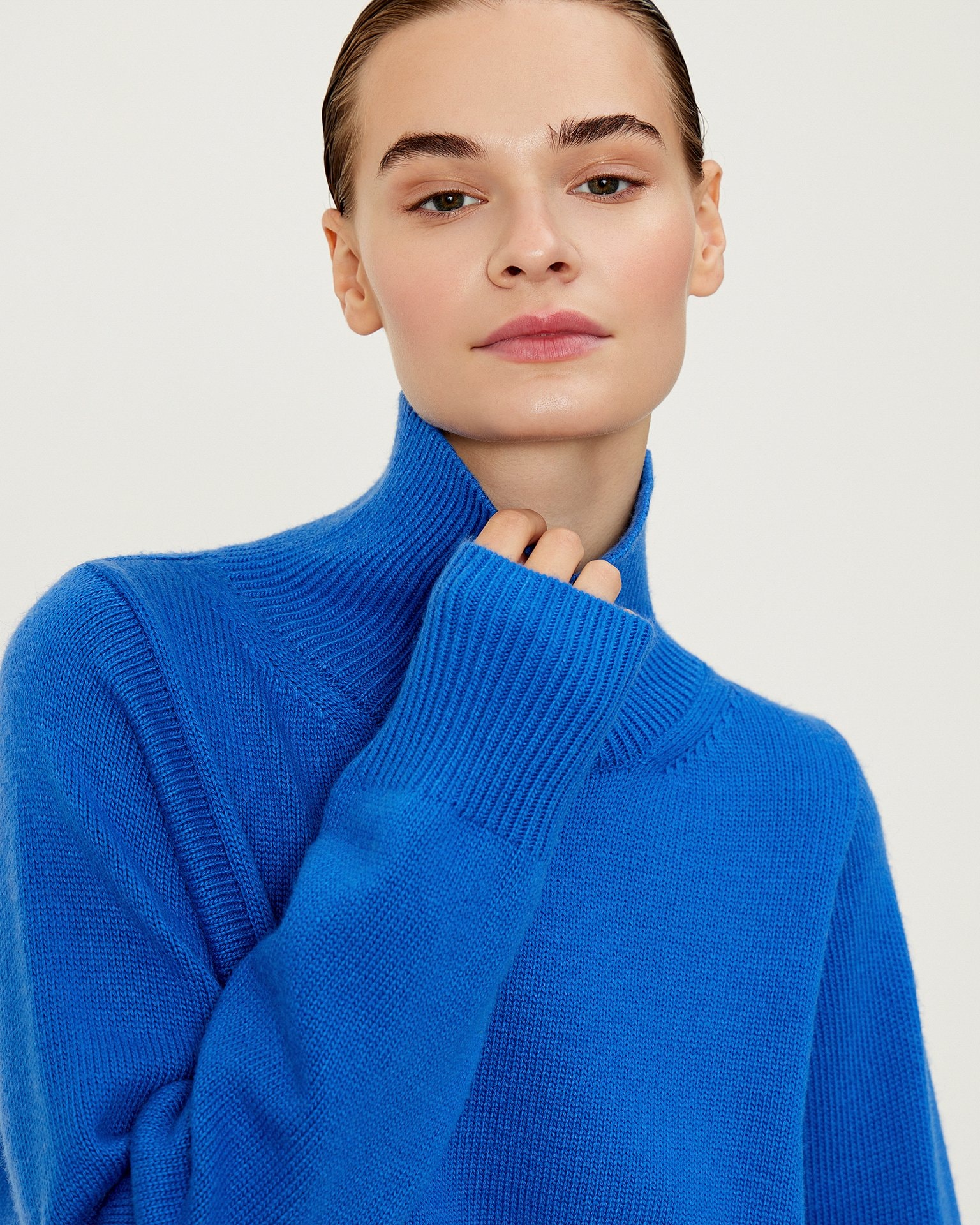 Blue Jumper with a High Collar, Blue — photo 5
