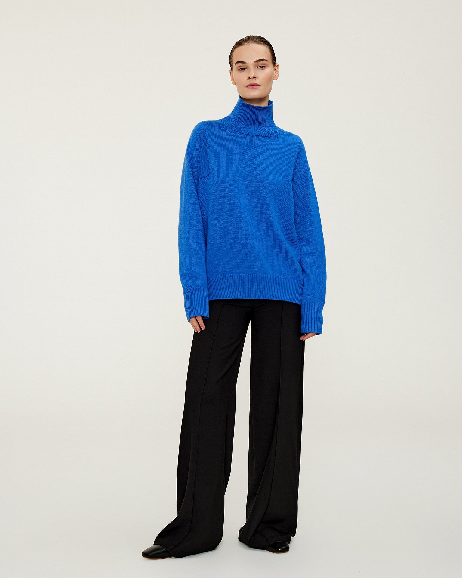Blue Jumper with a High Collar, Blue — photo 3