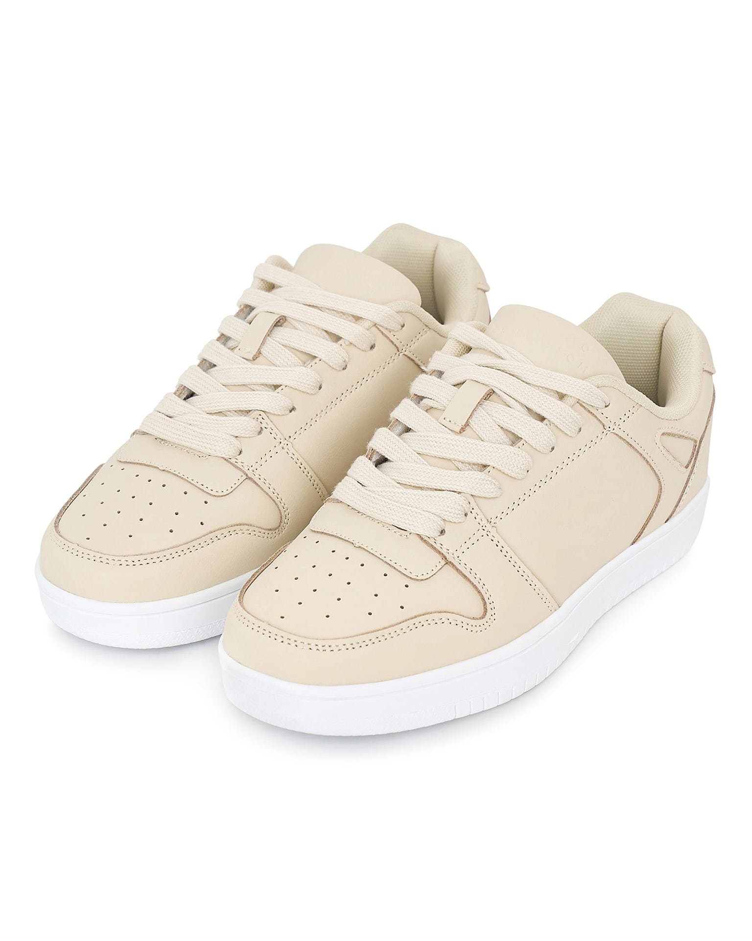 Beige sneakers in genuine leather, Beige