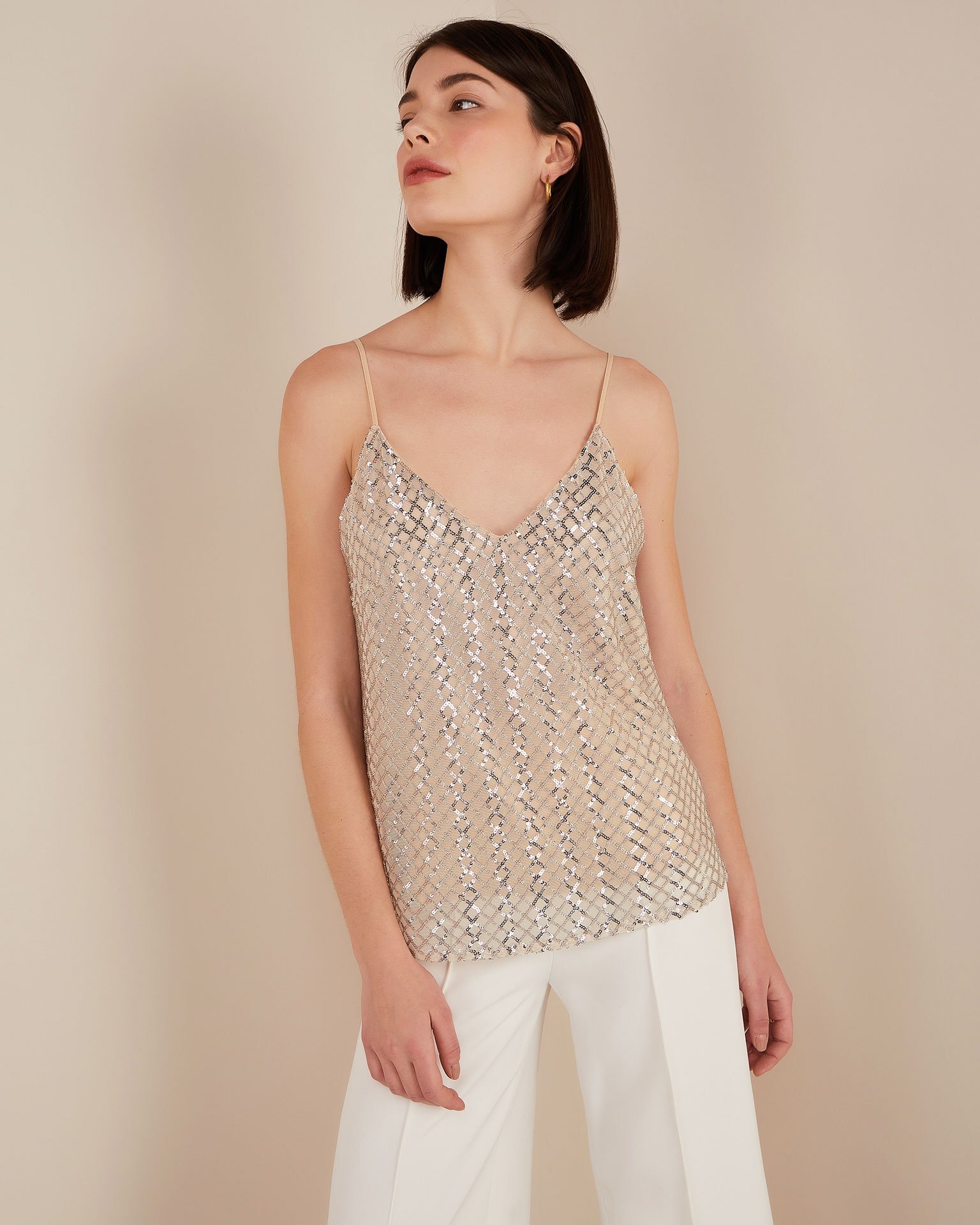Sequined top, Silver — photo 4