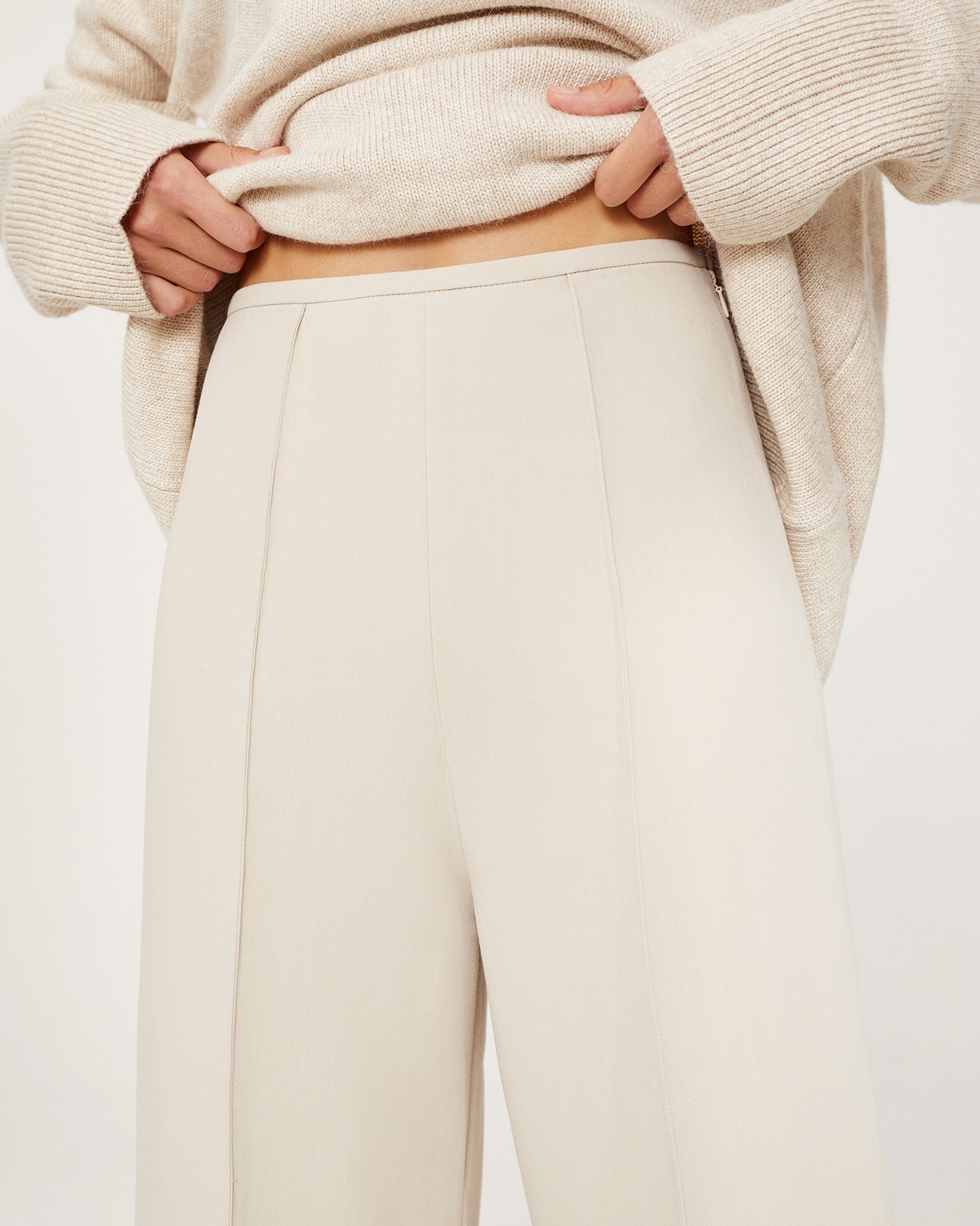 High-Waisted Trousers, Beige — photo 5