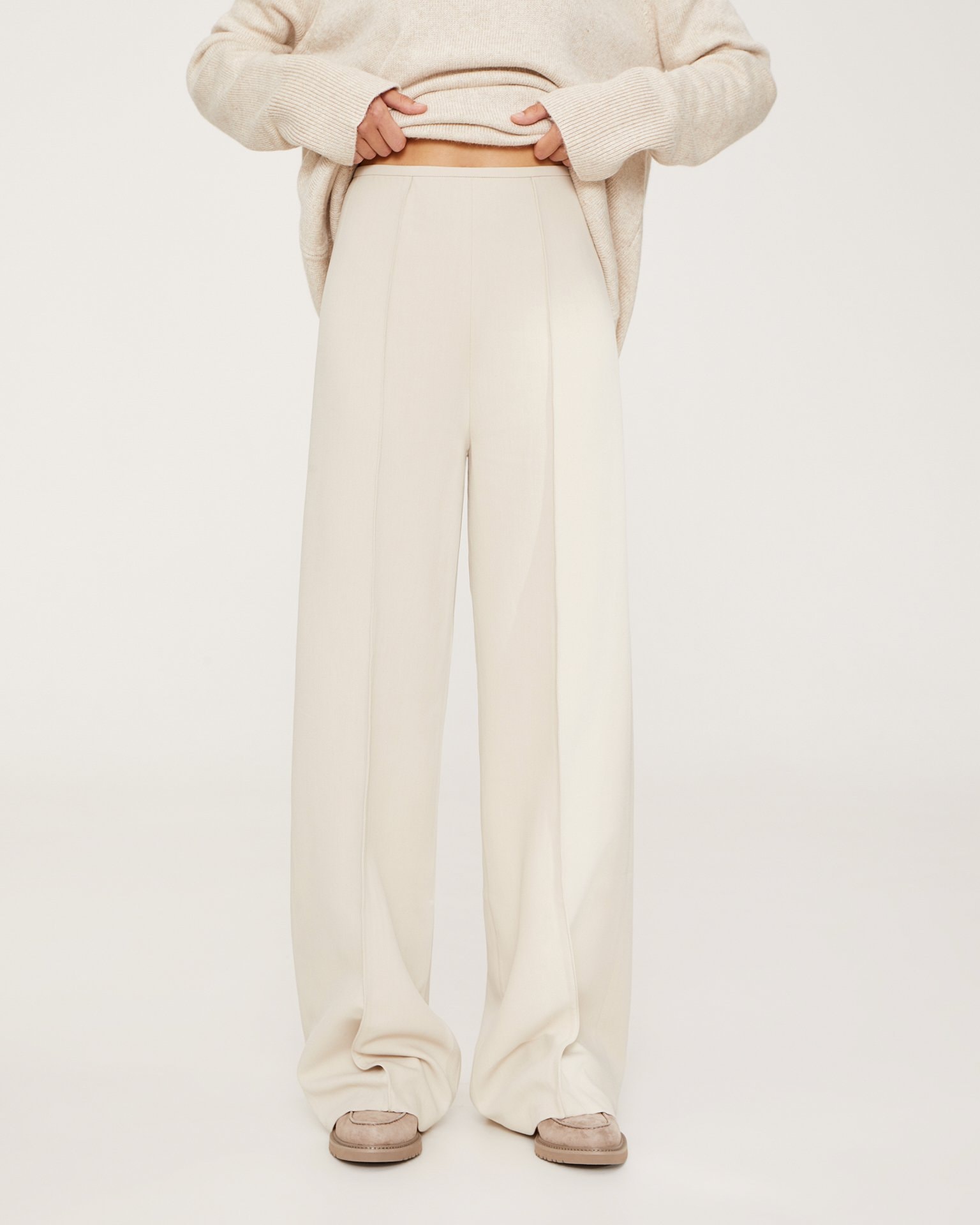 High-Waisted Trousers, Beige — photo 2