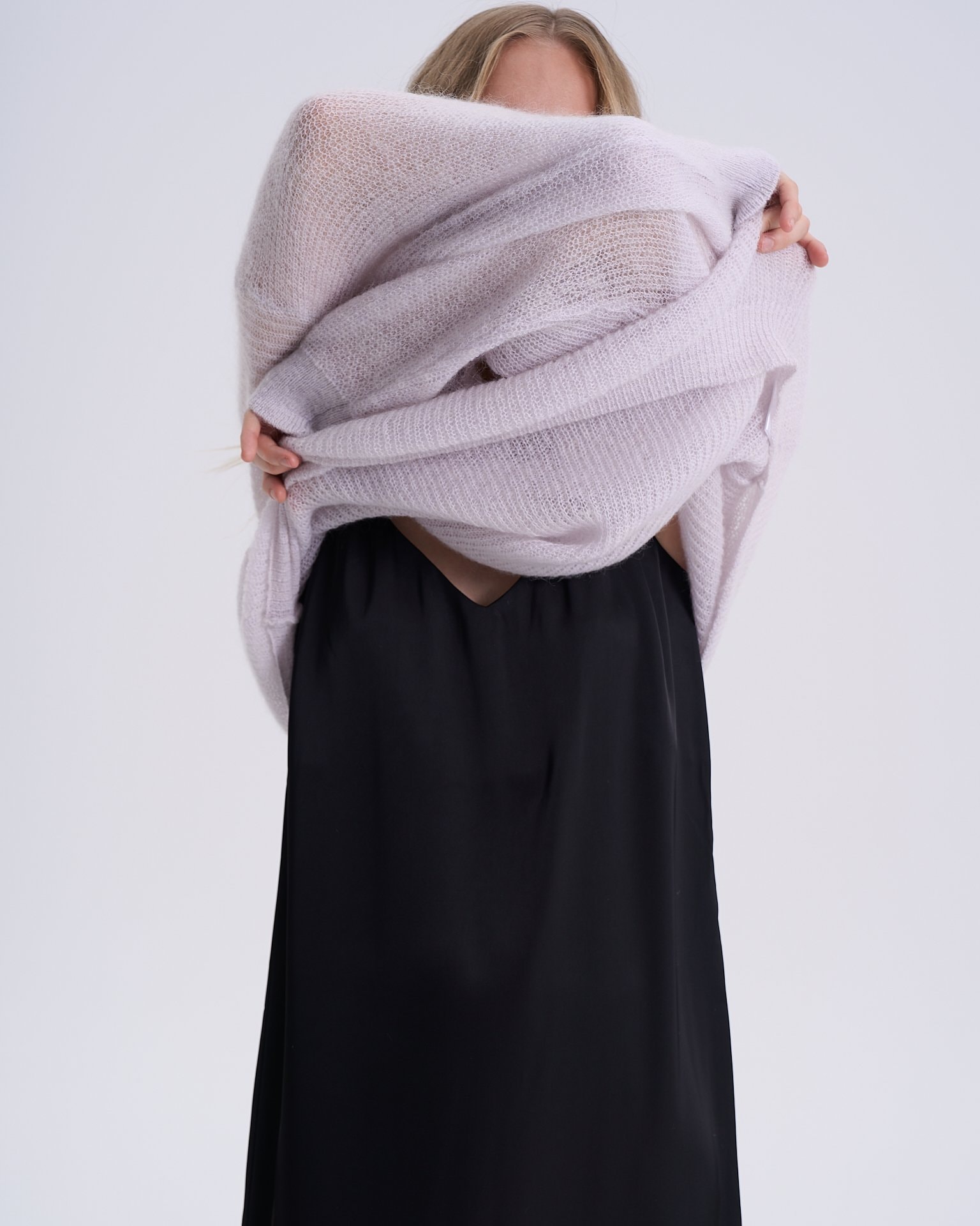 Semi-Sheer Oversized Sweater, Grey — photo 10