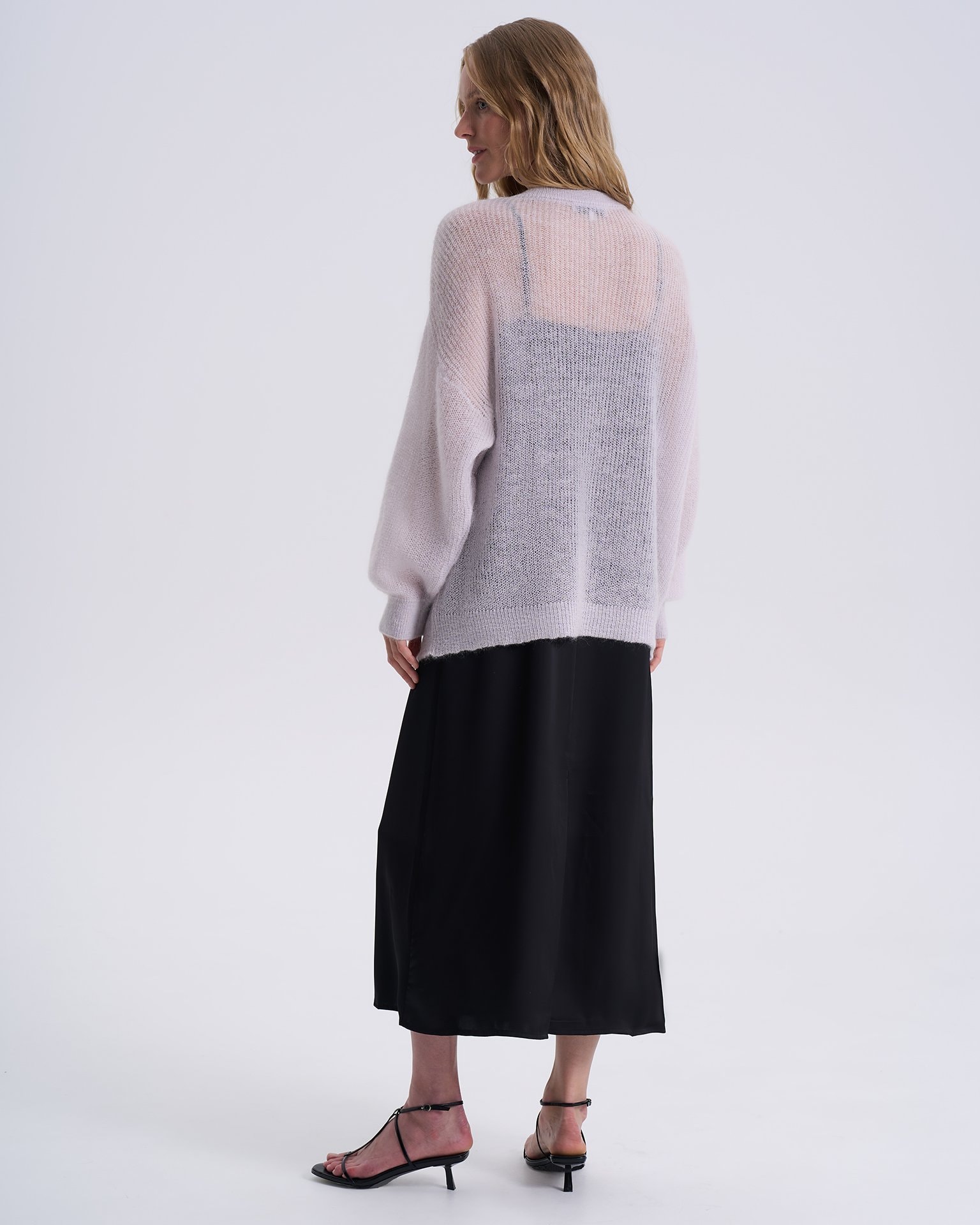 Semi-Sheer Oversized Sweater, Grey — photo 6