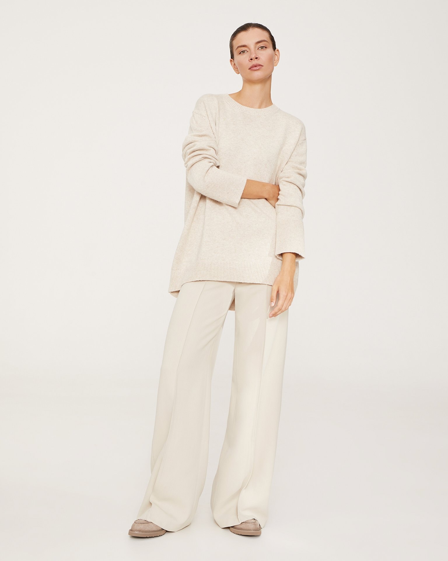 High-Waisted Trousers, Beige — photo 4