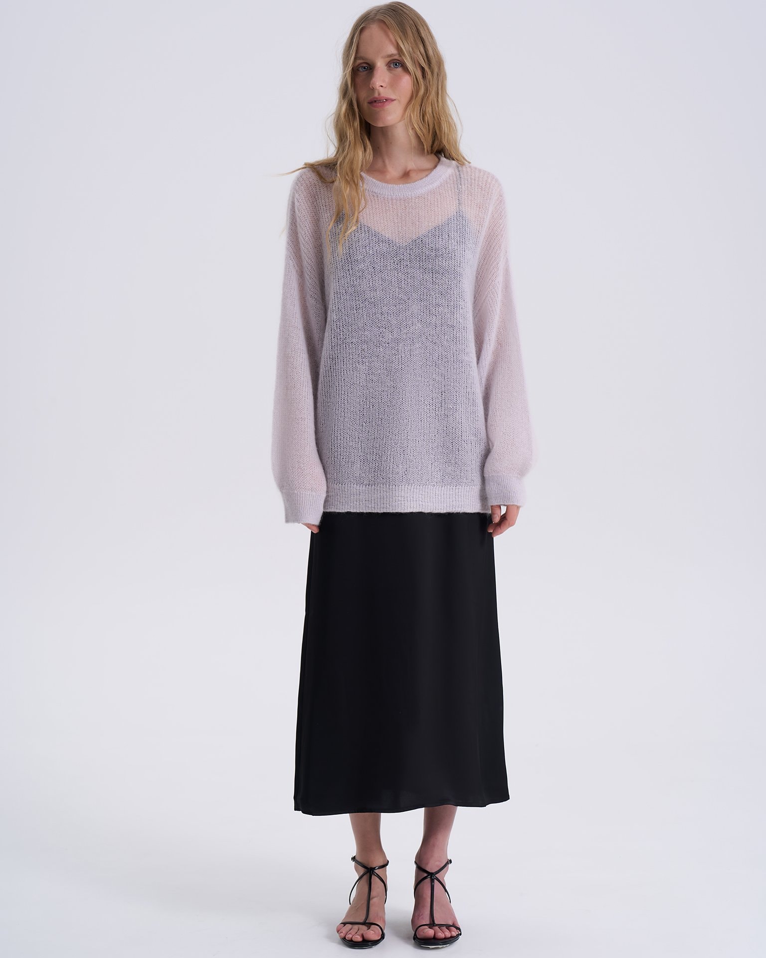 Semi-Sheer Oversized Sweater, Grey — photo 5