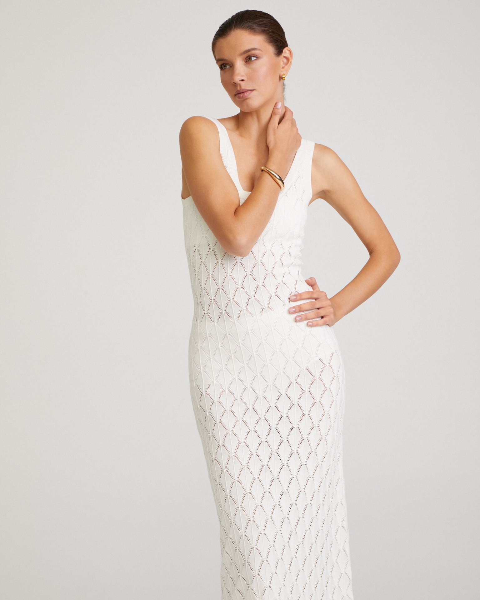White crochet dress, White — photo 4