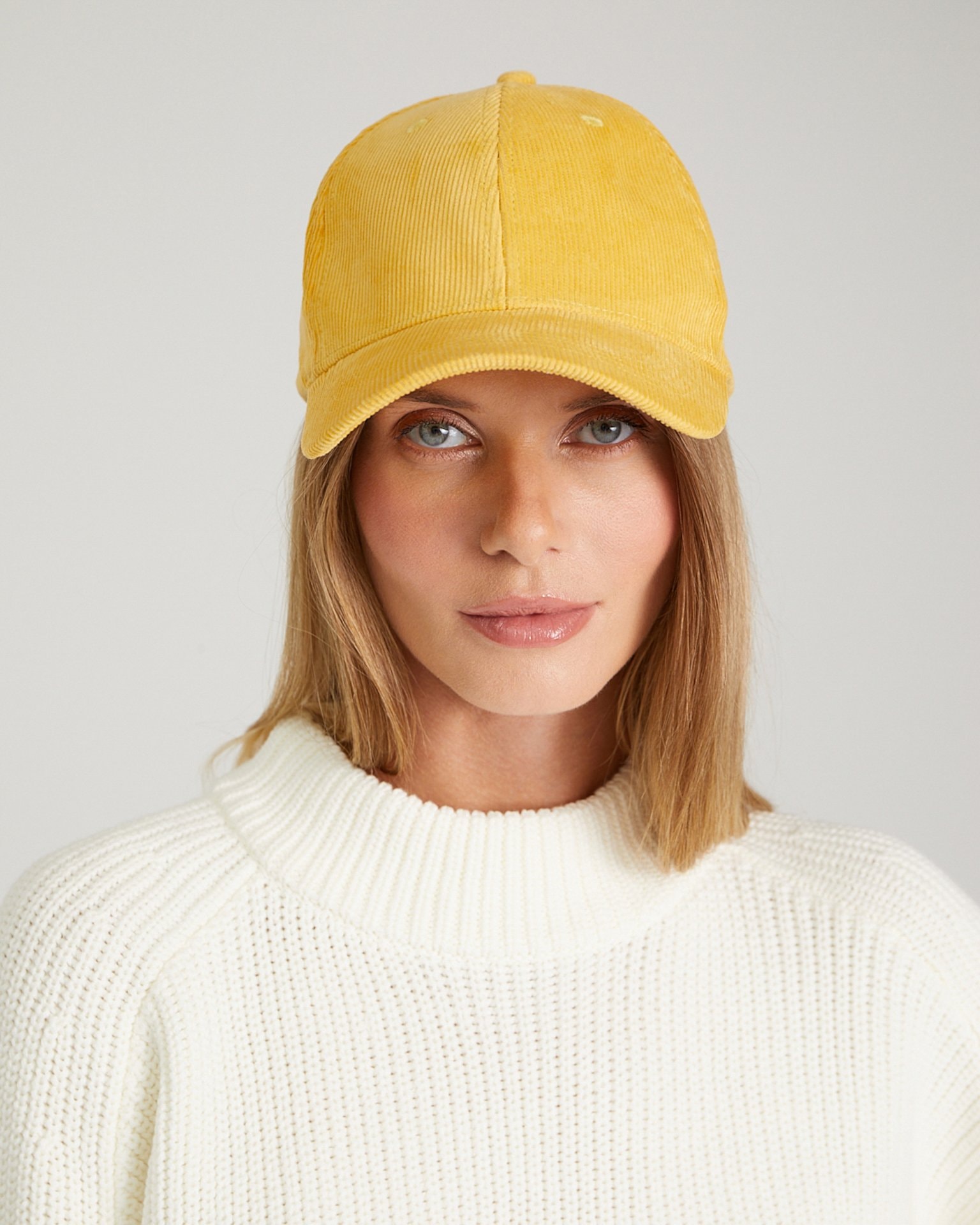 Yellow corduroy baseball cap, Orange