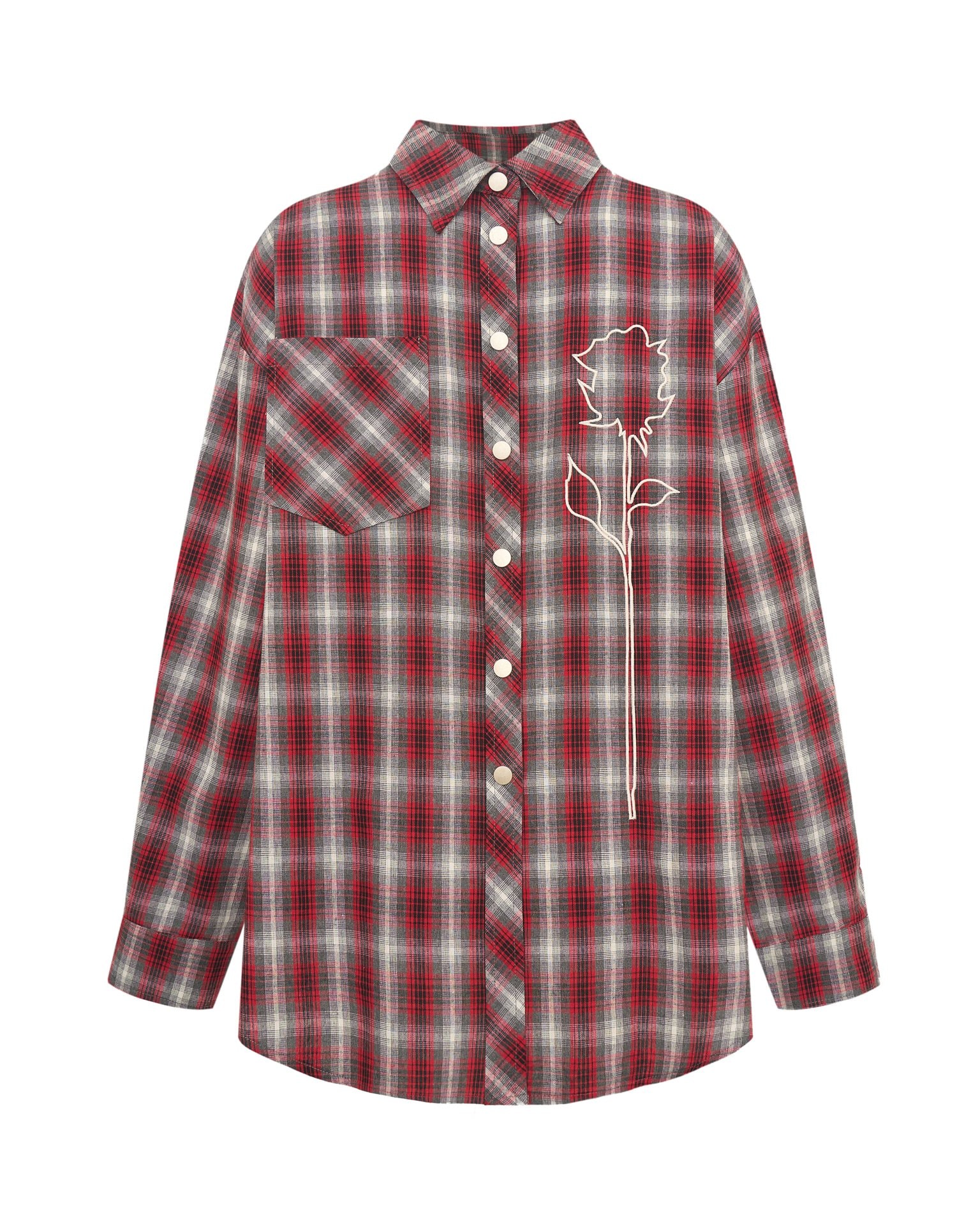 Shirt with designer 'Rose' embroidery, Red — photo 8