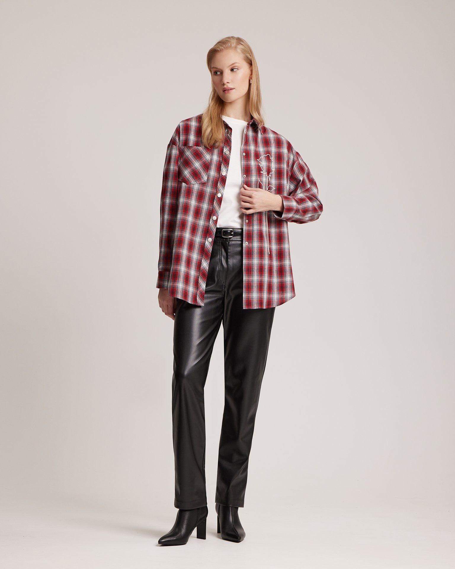 Shirt with designer 'Rose' embroidery