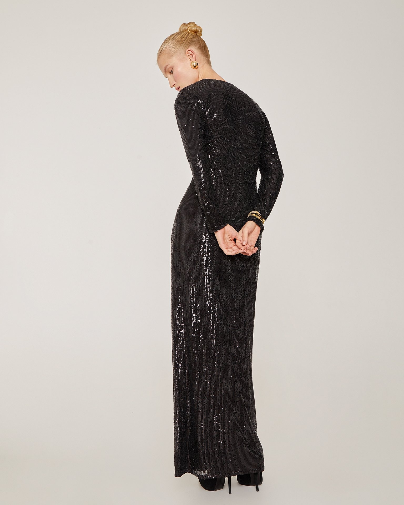 Dress with a thigh slit, Black — photo 3