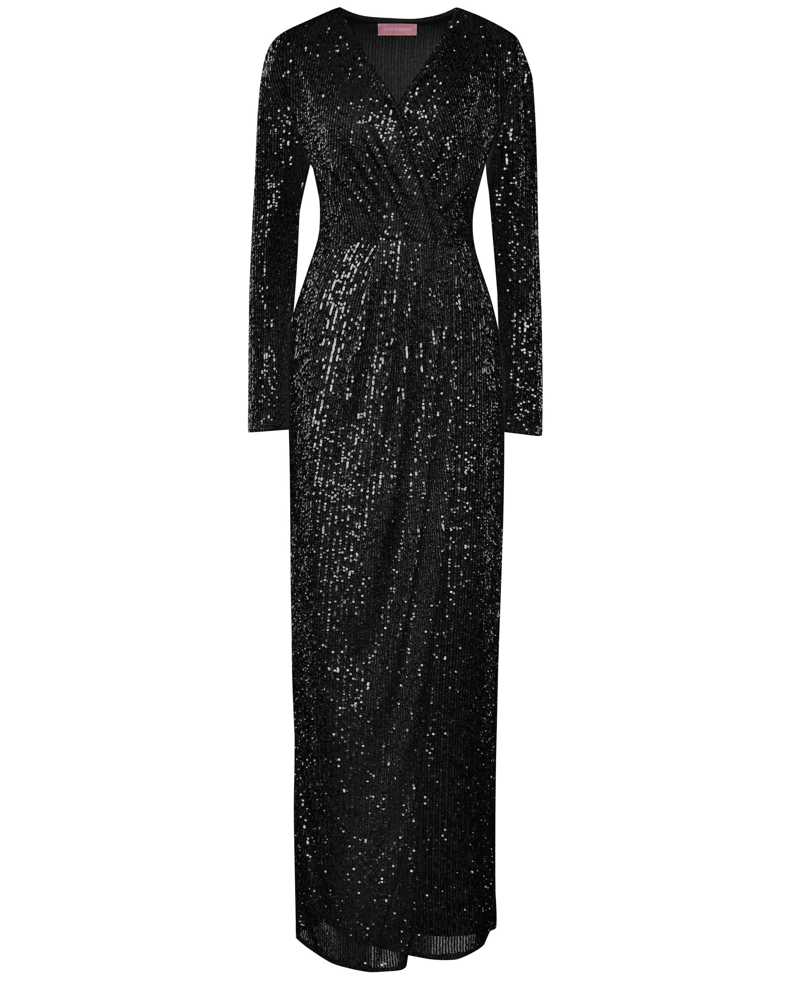 Dress with a thigh slit, Black — photo 6