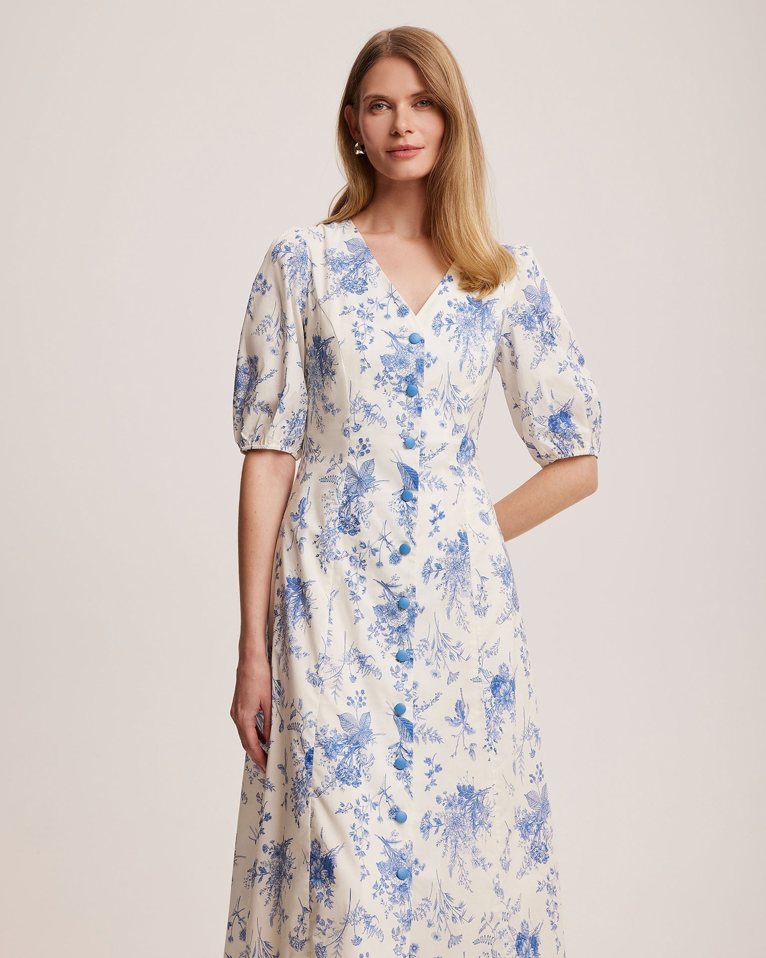 Dress with Flora print, White — photo 3