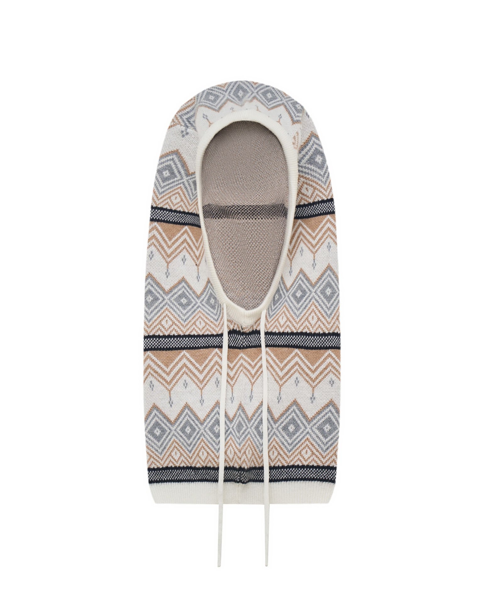 Hood Scarf with Print, Brown