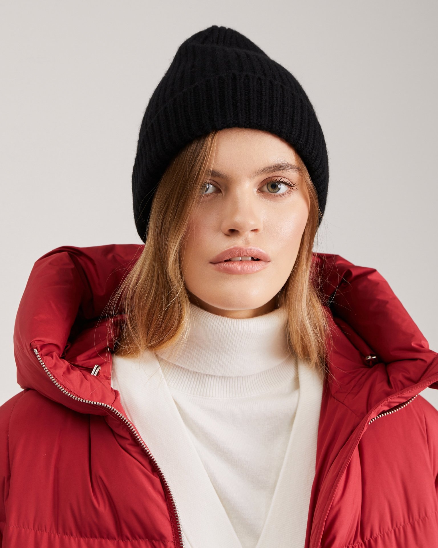 Cashmere and wool beanie hat, Black