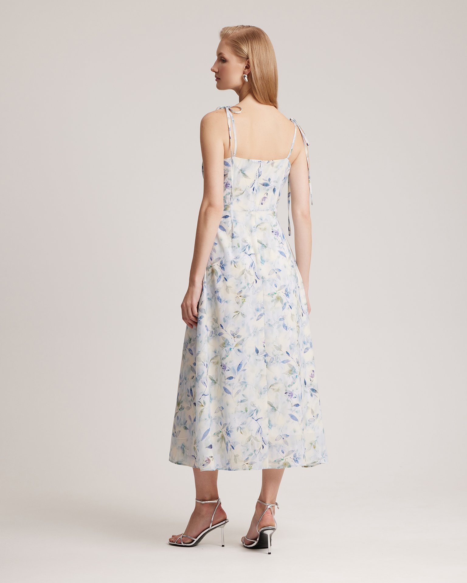 Dress with a watercolour floral print, Blue — photo 6